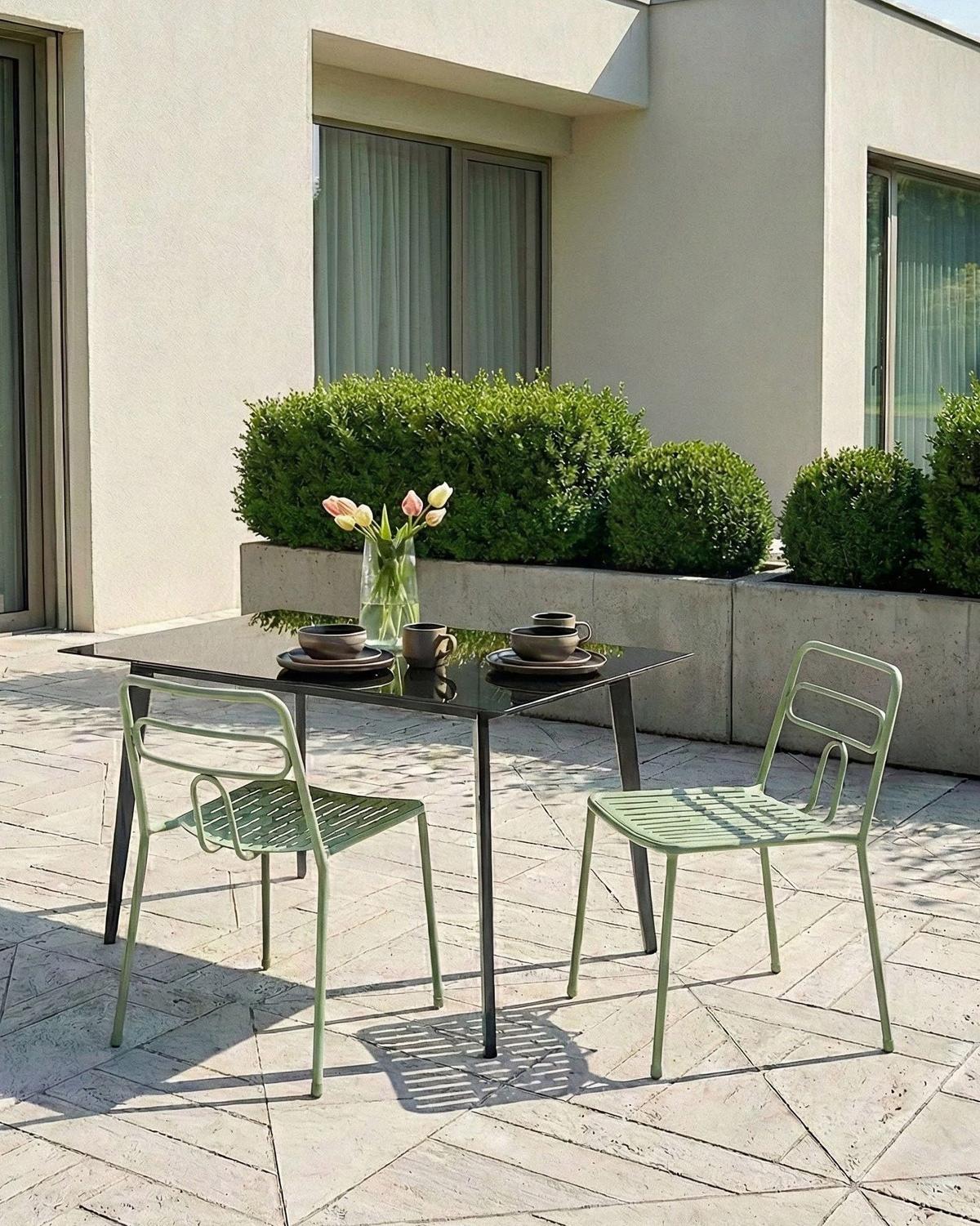GARTENSTUHL 2er-Set Metall Hellgrün Agerola - Hellgrün, Metall (48/78/48cm) - Beliani