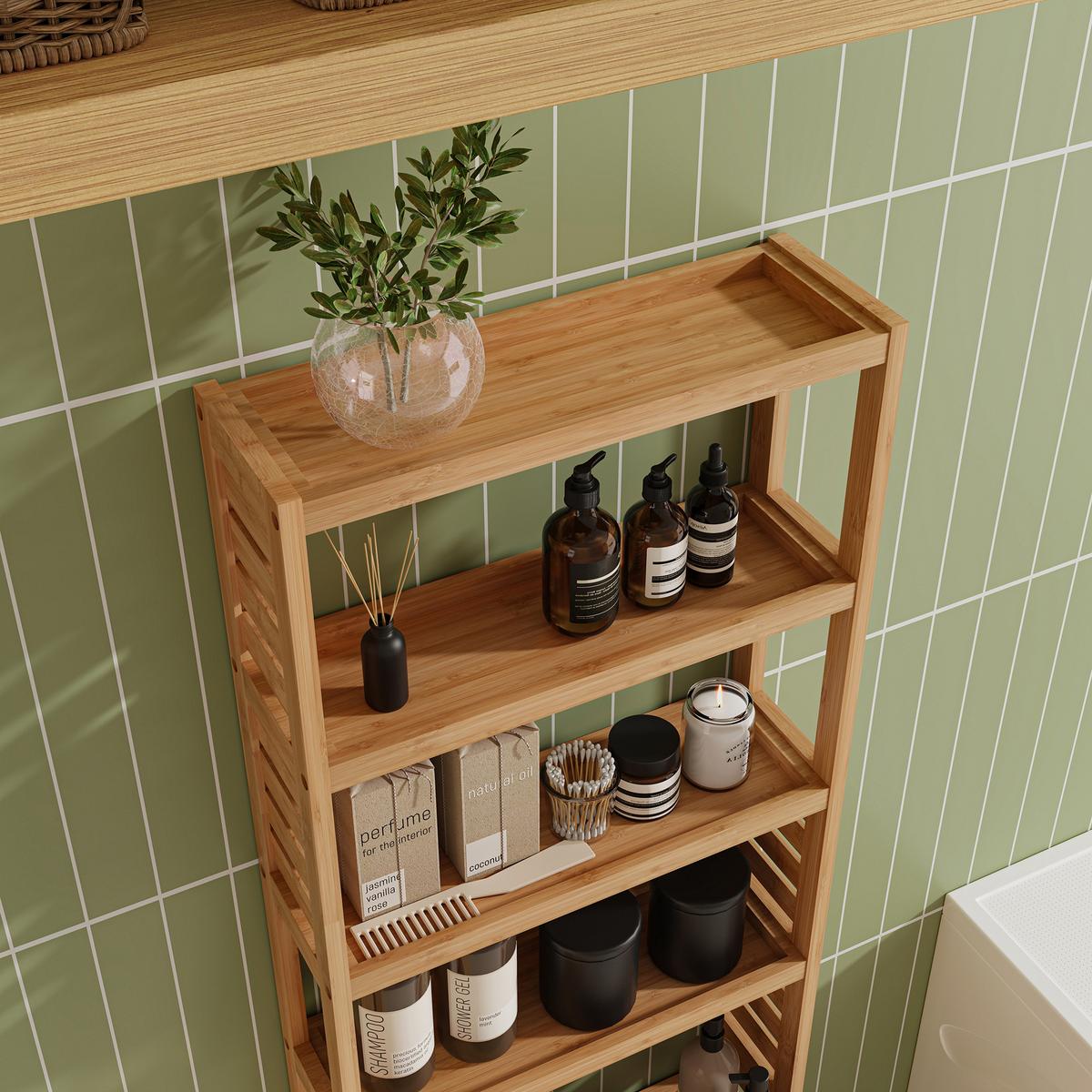 BADEZIMMERREGAL Forssa - Naturfarben, Holz (42/165/28cm) - [en.casa]