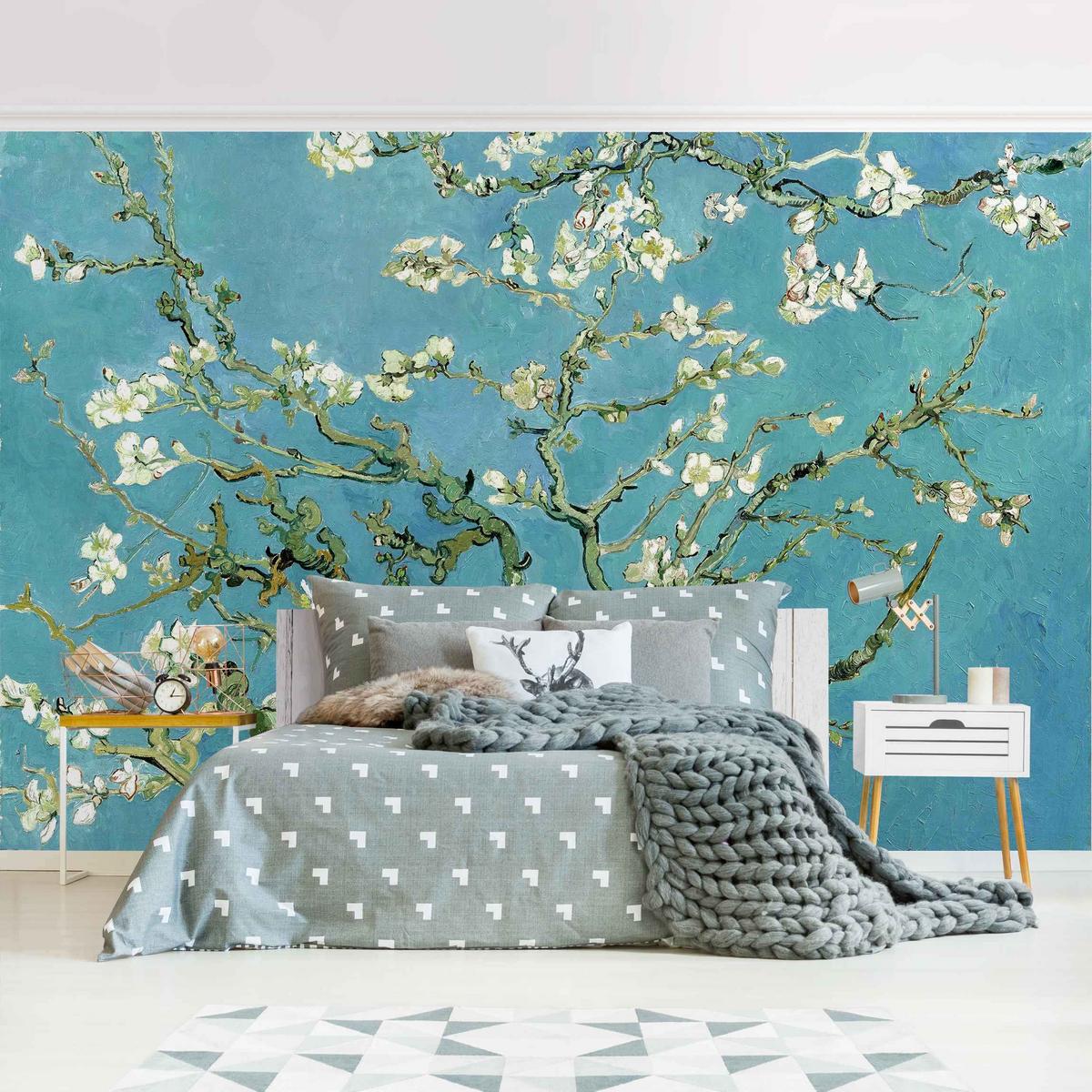 FOTOTAPETE Vincent van Gogh - Mandelblüte 336/225 cm - Blau, Papier (336/225cm) - Bilderwelten