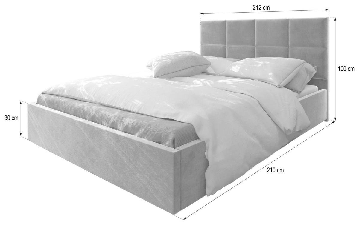 POLSTERBETT LIMENA 200x200 cm mit Bettkästen - Blau - Blau, Holz/Textil - MASSENO