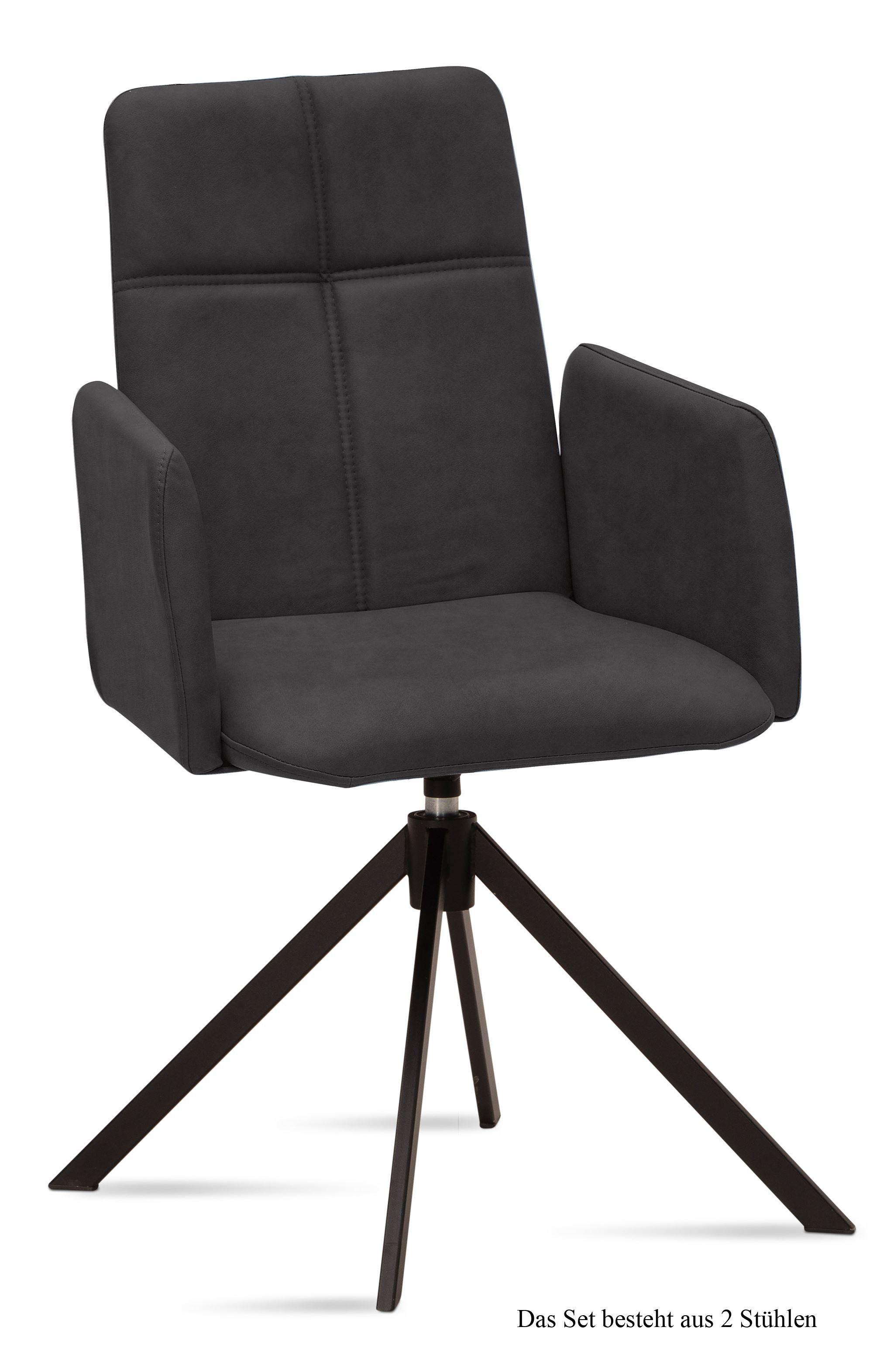 ARMLEHNSTUHL drehbar (2er-Set) Debera 52x92x60 Schwarz/Anthrazit - Anthrazit/Schwarz, Kunststoff (60/92/52cm) - 58aufmkessel