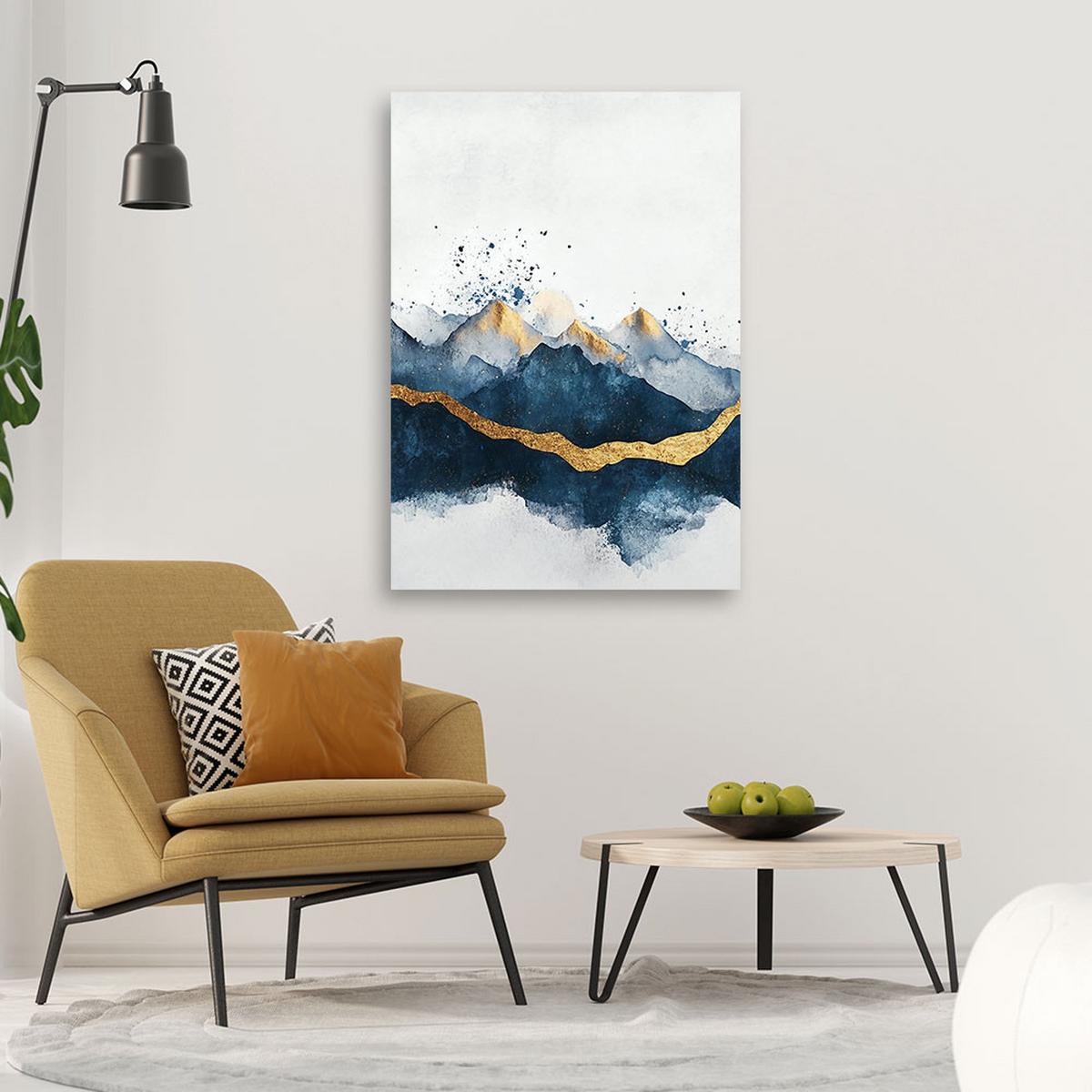 LEINWANDBILD Abstraktes Goldblau Modern 70x100cm - Blau, Textil (70/100cm) - Feeby