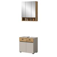 BADMÖBEL-SET Kaschmir, Evoke Eiche 2-teilig 60 cm, Badkombination in modernem Design - Kaschmir/Eichefarben, Glas/Holzwerkstoff (60/191/35cm) - Inn.Furn