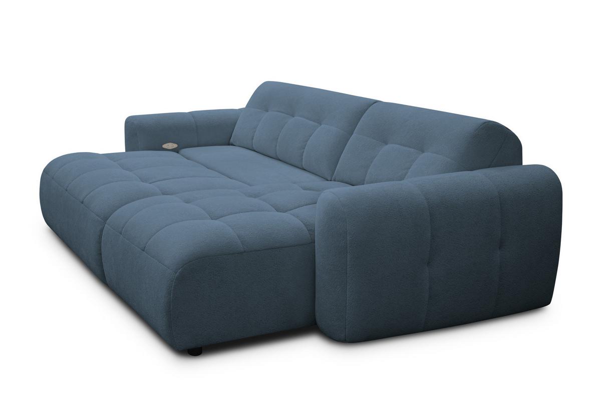 ECKSOFA LUMERO 4-Sitzer RECHTS, marineblau - Blau/Schwarz, Holz/Textil (275/166cm) - Courtois Laville