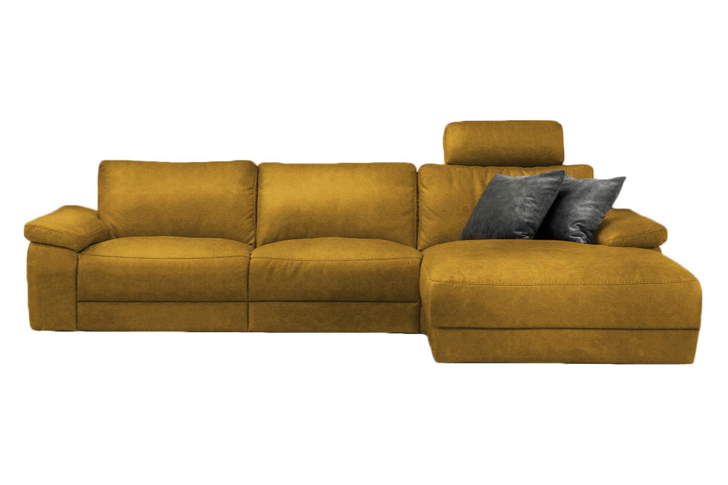 ECKSOFA XL MOTORISCHER RELAXFUNKTION LOLA Gelb Webstoff Relaxfunktion - Currygelb/Gelb, Textil (304/178cm) - KAWOLA