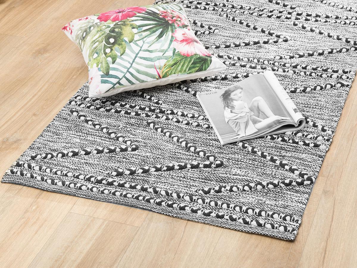 TEPPICH geflochten Termal 150/80 cm - Schwarz, Textil (80/150cm) - Beliani