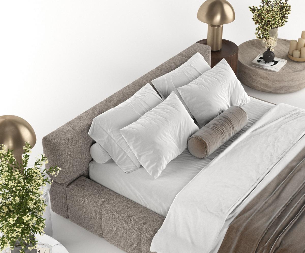 POLSTERBETT Milos mit Stauraum 160/200 cm Beige im Bubble Stoff - Beige/Schwarz, Holz/Holzwerkstoff (160/200cm) - AltaBeds