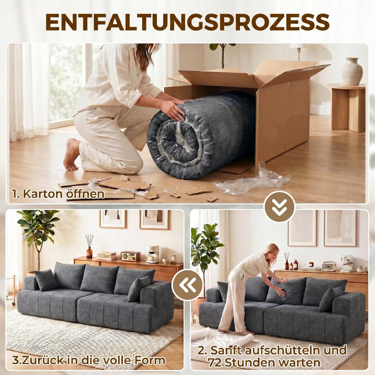 3-SITZER-SOFA Polyester Grau - Grau, Textil (104/87/248cm) - HOMCOM