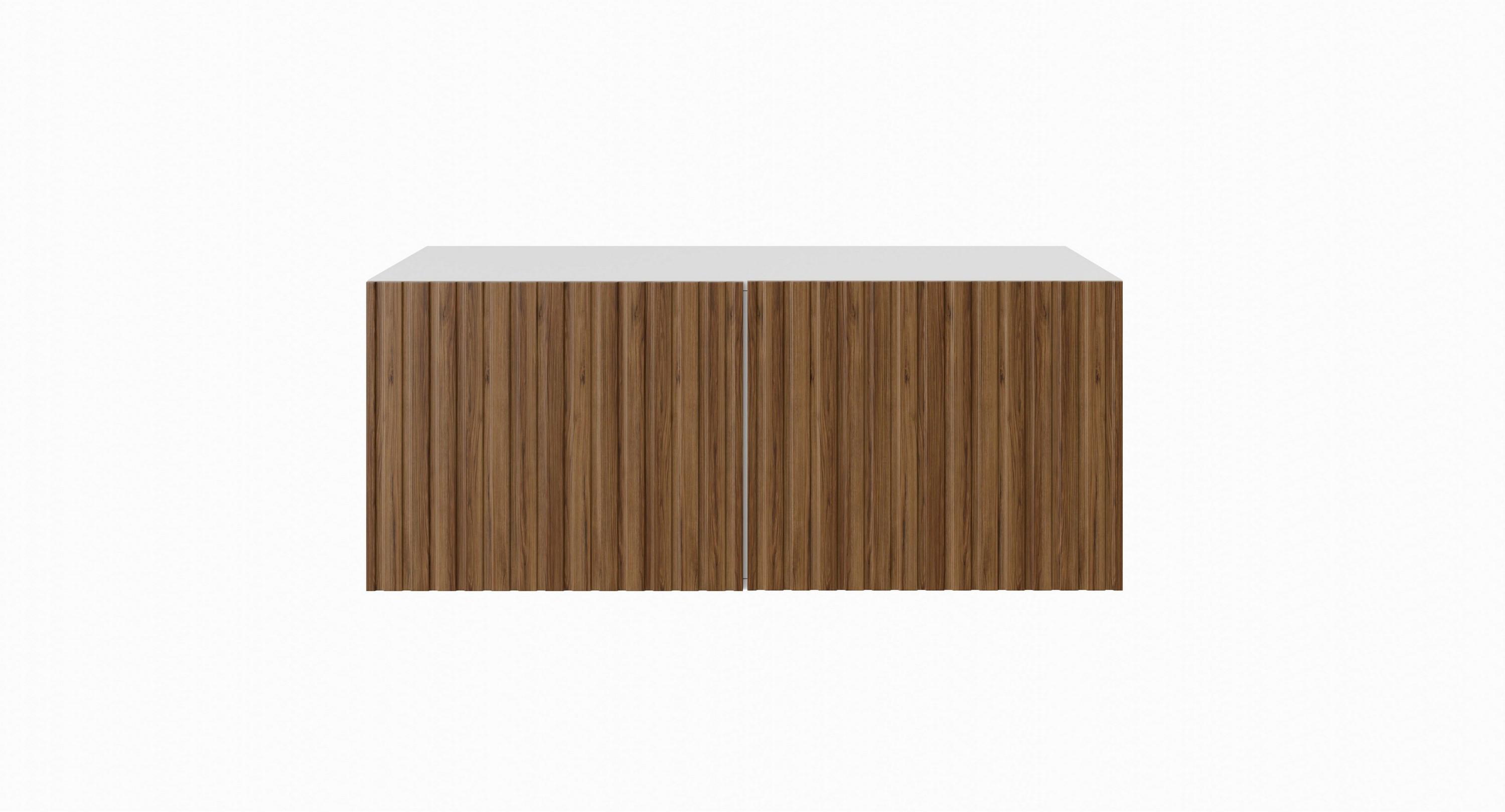 LOWBOARD LIVO 100/41/40 cm, Hängender TV-Schrank Weiß / Eichefarben - Eichefarben/Braun, Holzwerkstoff (100/41/40cm) - MASSENO