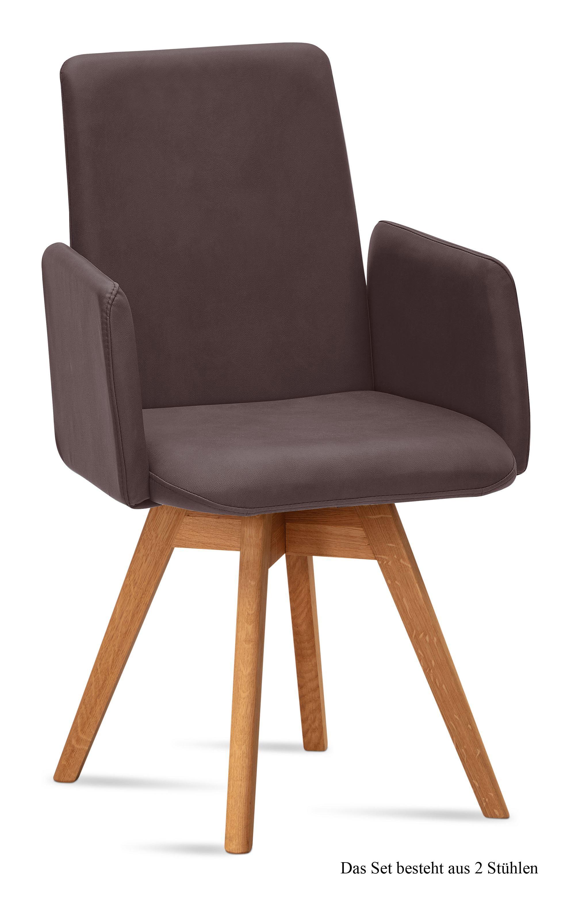 ARMLEHNSTUHL drehbar (2er-Set) Donny 52x92x60 Eiche geölt/Braun - Eichefarben/Braun, Kunststoff (60/92/52cm) - 58aufmkessel