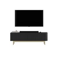 TV-LOWBOARD Aurora 140 cm in Schwarz matt mit goldfarbenem Metallrahmen - Goldfarben/Schwarz, Holzwerkstoff/Metall (140/44/35cm) - Meble Lindner