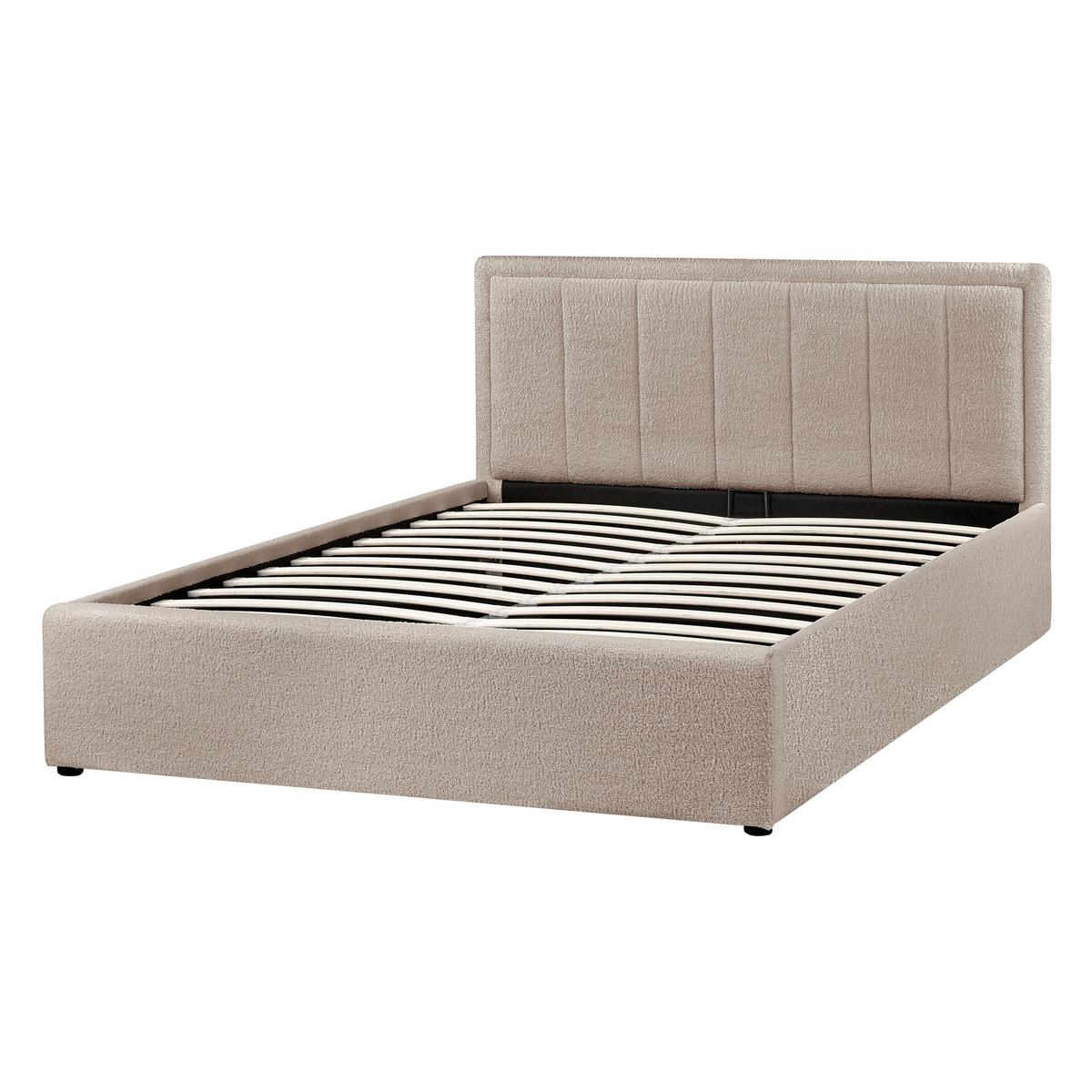 BETT mit Stauraum 140/200 cm Bouclé Taupe Montlaur - Taupe, Textil (140/200cm) - Beliani