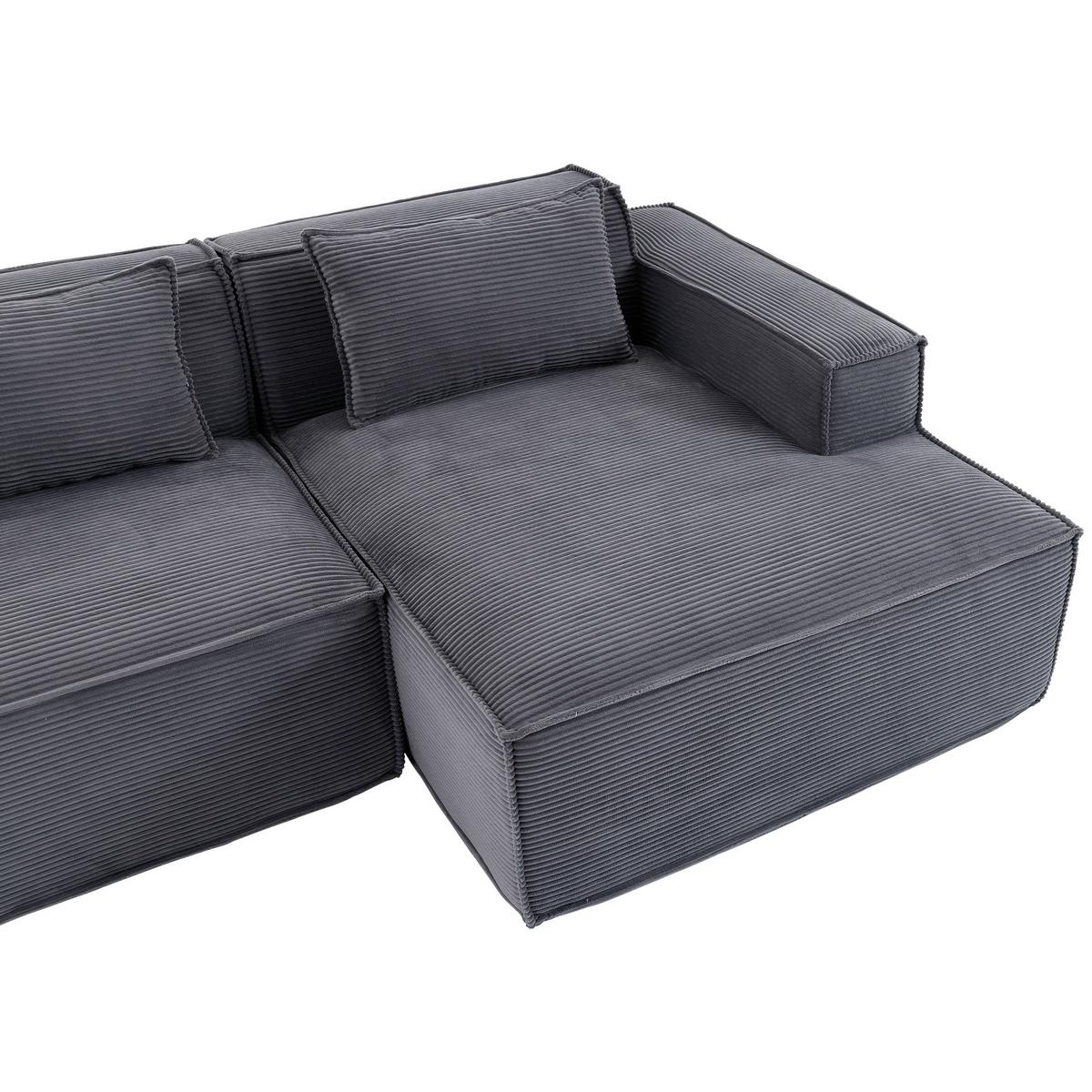 ECKSOFA gepolstert mit taschenfederkern & 2 kissen - Grau, Textil (235/129cm) - Urban Meuble