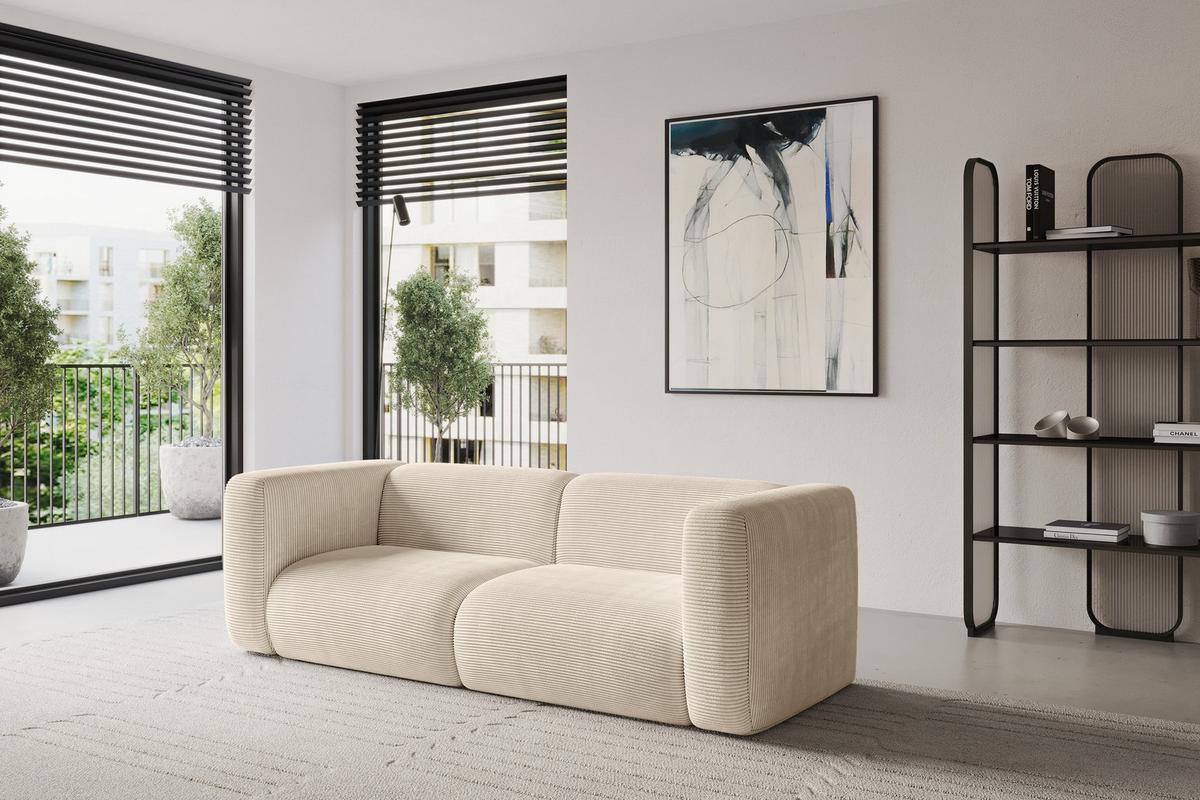 MODULARES Sofa 2-SITZER MIRA-S1 228x89x70 Beige cm Cord - Sandfarben/Beige, Holzwerkstoff/Kunststoff (228/70/89cm) - ALTDECOR