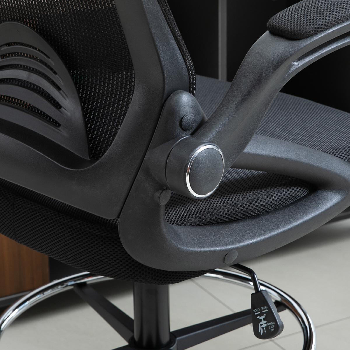 MESH Zeichenstuhl Ergonomischer Bürostuhl mit Rollen drehbar Schwarz - Schwarz, Textil (60/126/64cm) - Vinsetto