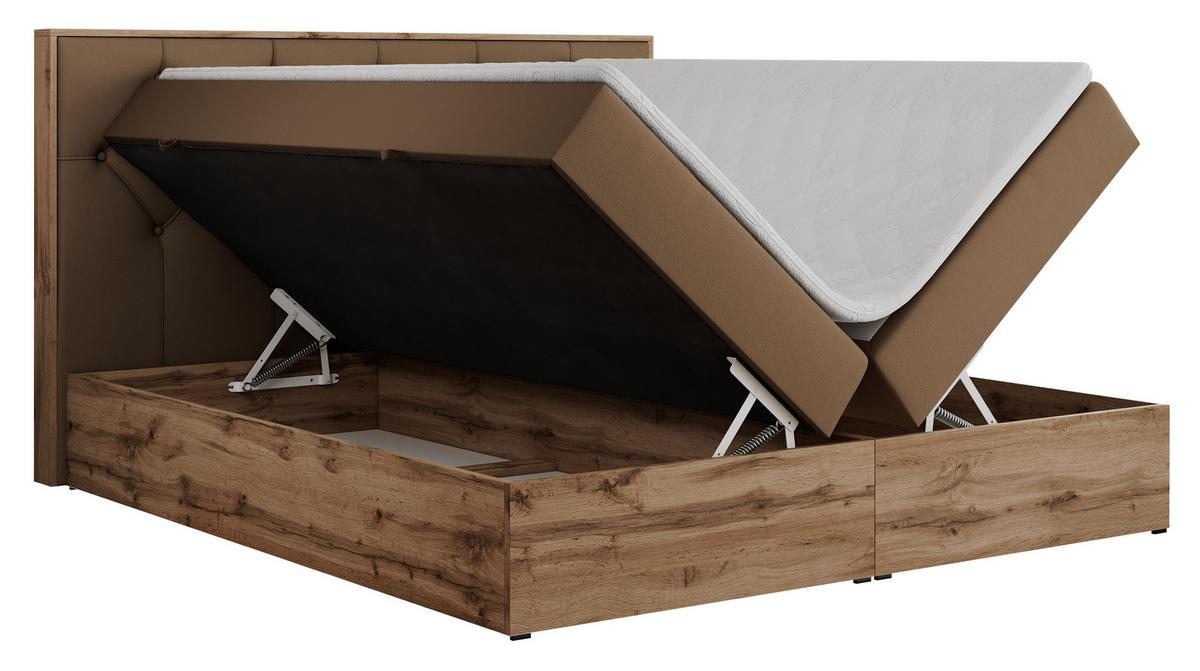BOXBETT VENETO 140/200 Braun Kunstleder - H3 - Braun, Holz/Textil (140/200cm) - MKS