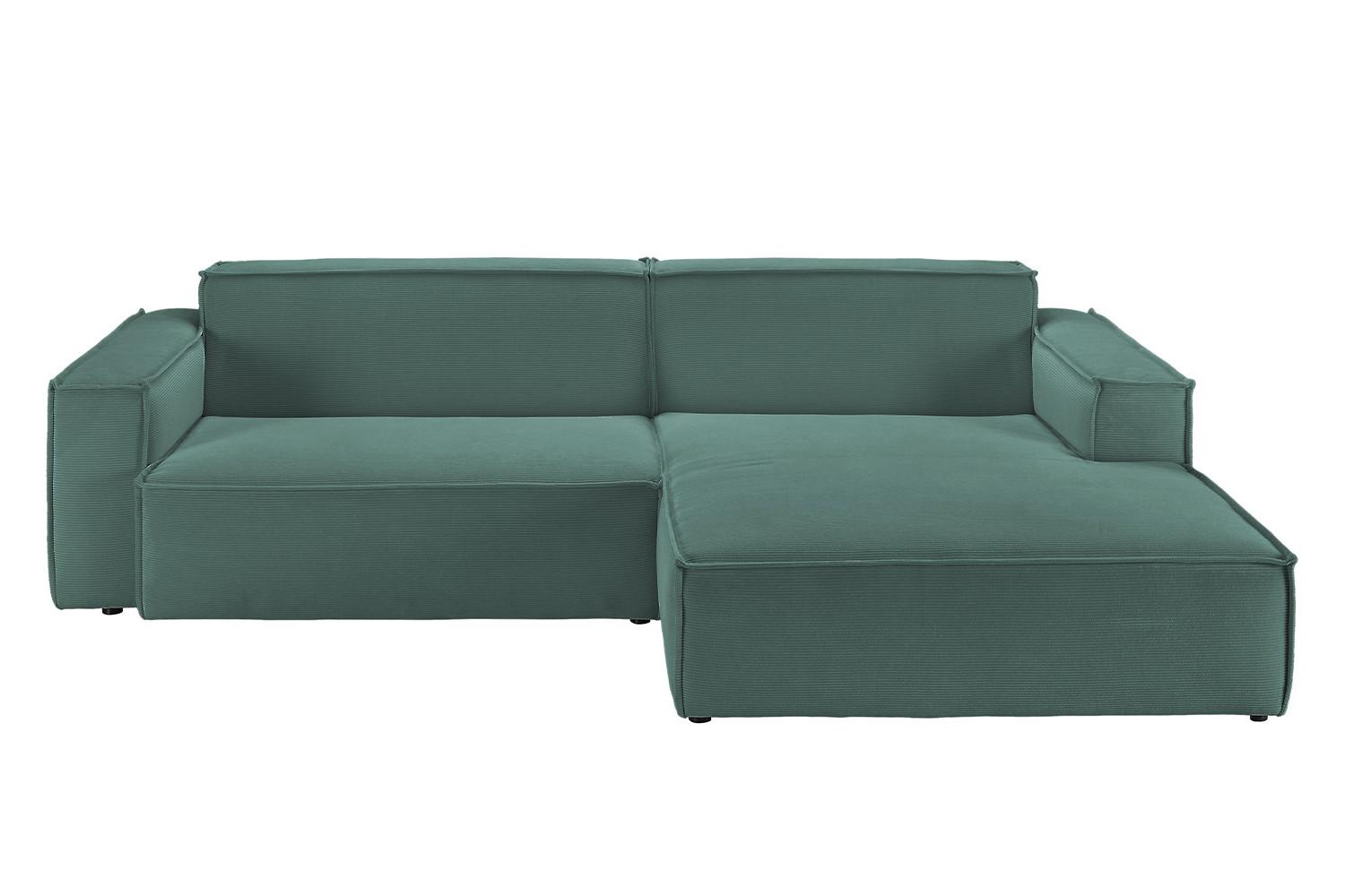 ECKSOFA SAMU Grün Cord - Schwarz/Grün, Textil (276/168cm) - KAWOLA