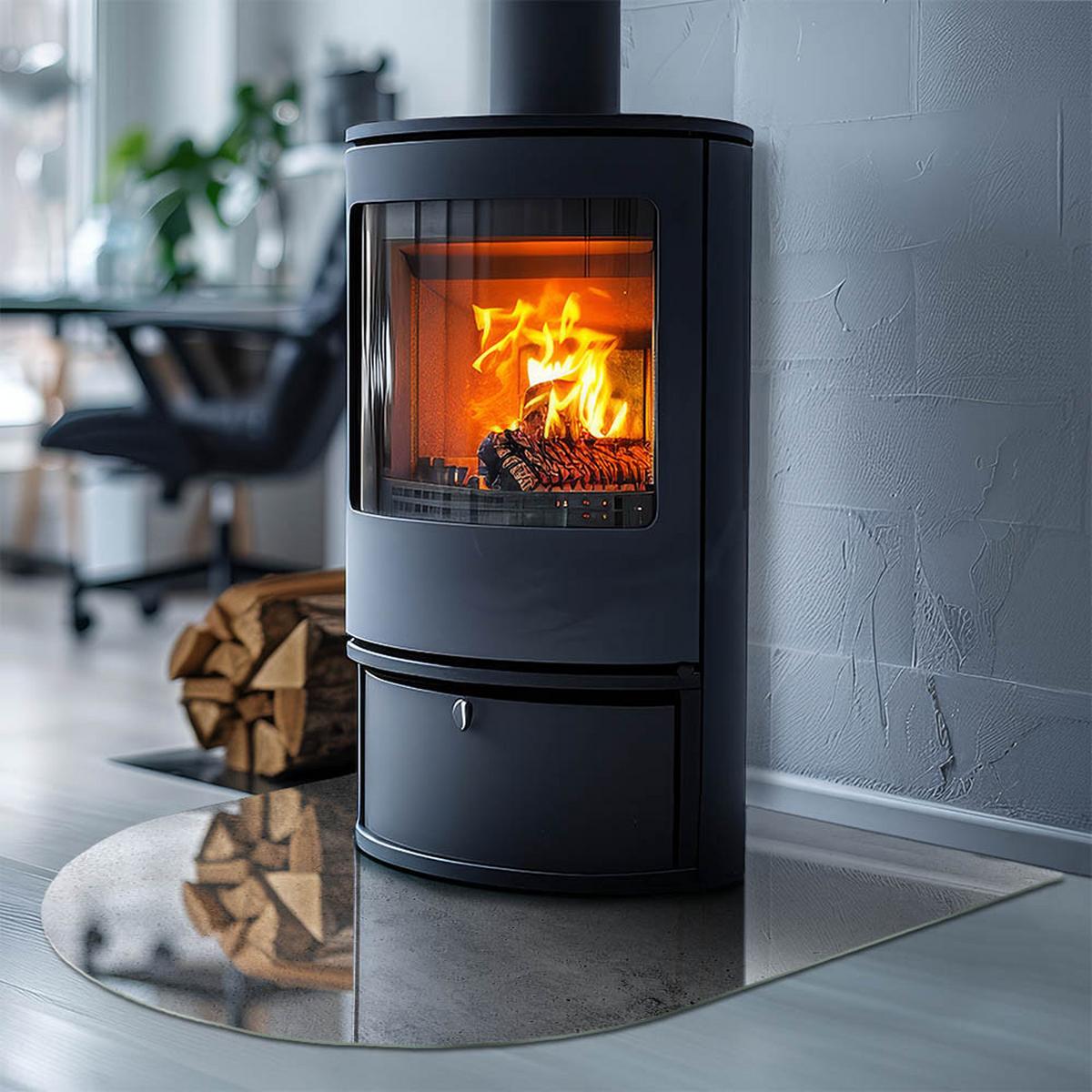 GLASPLATTE für Kamin 80x70 cm - Grau, Glas (80/70/0.4cm) - TULUP