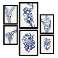 POSTER Set Mit 6 Verlockend Schrägen In Form Abstracts Ästhetische Dekorative Gemälde Für Ihr Wohnzimmer Schlafzimmer Zuhause A3 & A4 Schwarzer Rahmen - Schwarz, Papier (29/3cm) - Nacnic
