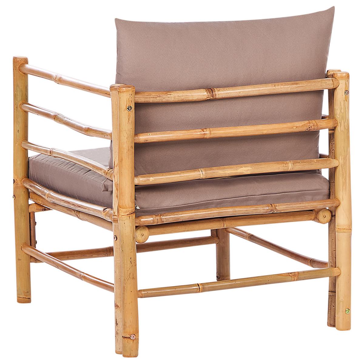 LOUNGE SET 6-Sitzer Bambusholz hellbraun 3-teilig Auflagen taupe Cerreto - Taupe, Holz - Beliani