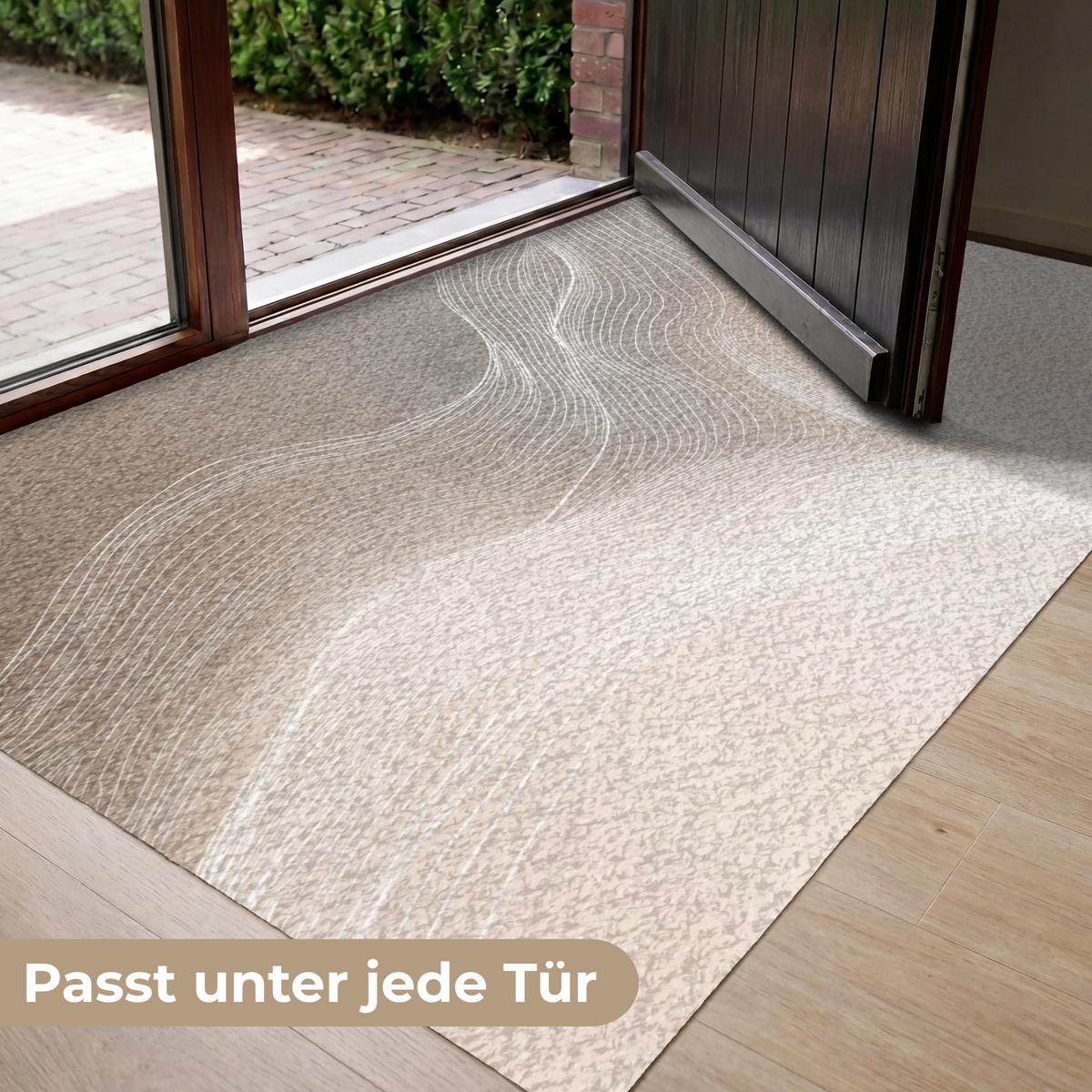 FUSSMATTE Wellenlinien - Luftströme - Harmonisch Schmutzfänger 150x90 cm - Beige, Kunststoff (150/0.4cm) - MuchoWow