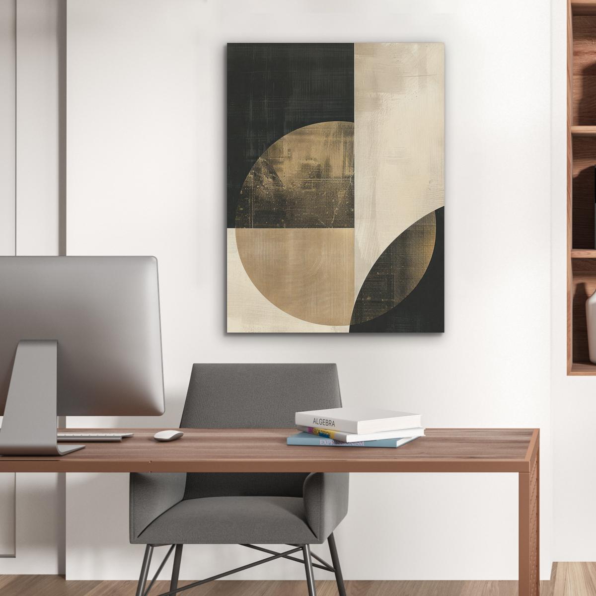 AKUSTIKBILD Abstrakt - Geometrische Formen - Schwarz - Gold Wandbilder 60x80 cm - Ecru, Kunststoff (60/80/0.9cm) - MuchoWow