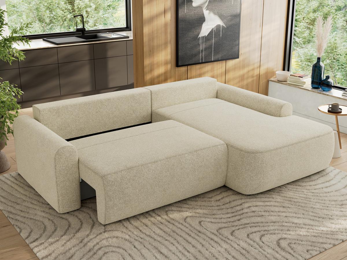 ECKSCHLAFSOFA CUBO L Creme Struktur - rechts - Creme/Schwarz, Kunststoff/Textil (187/273cm) - MKS