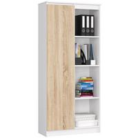 STANDREGAL Weiß, Eiche Sonoma 180/80/35 - Weiß, Holzwerkstoff (80/180/35cm) - RAUMHIRSCH FURNITURE