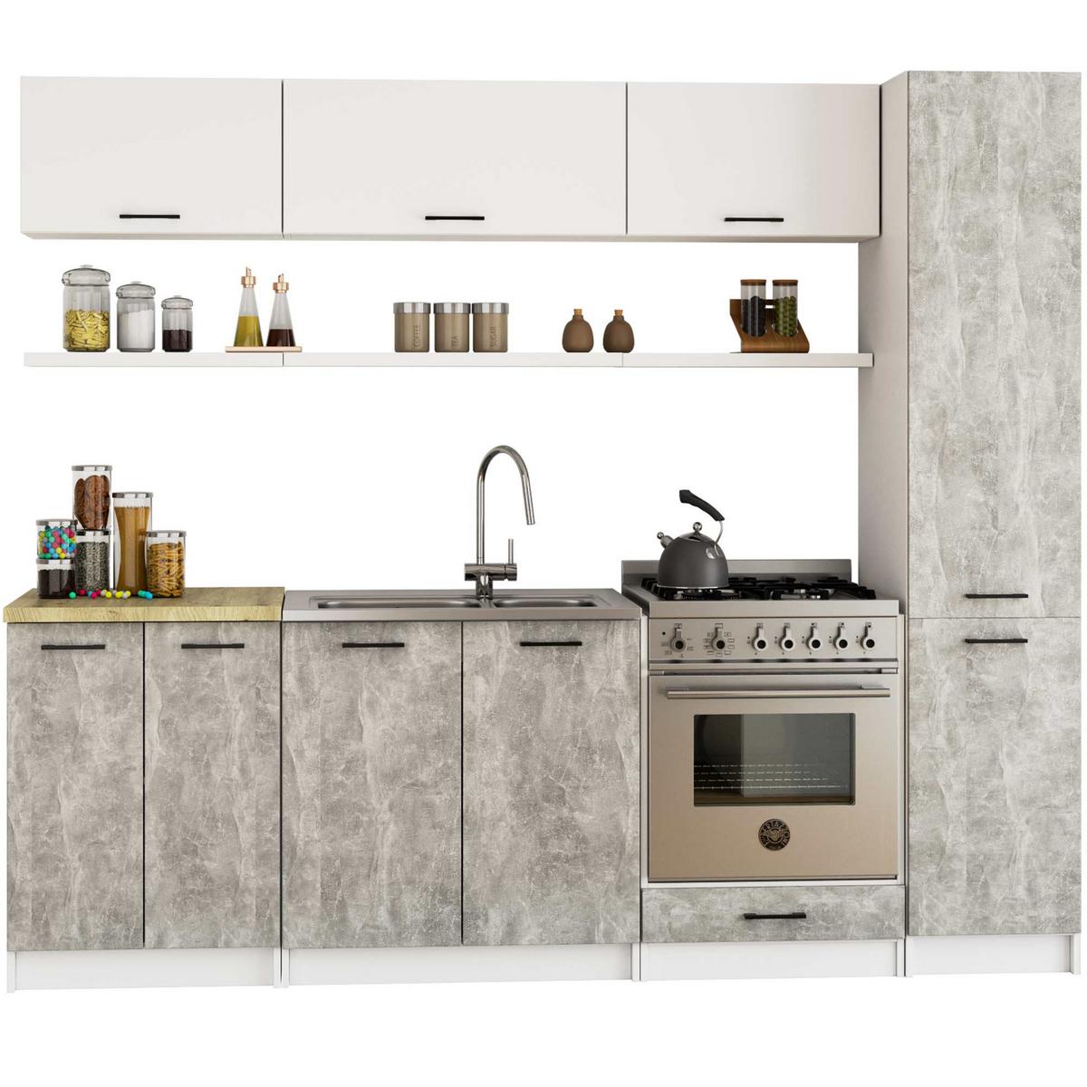 HOCHSCHRANK Weiß, Beton 205/40/57 - Weiß, Holzwerkstoff (40/205/57cm) - RAUMHIRSCH FURNITURE