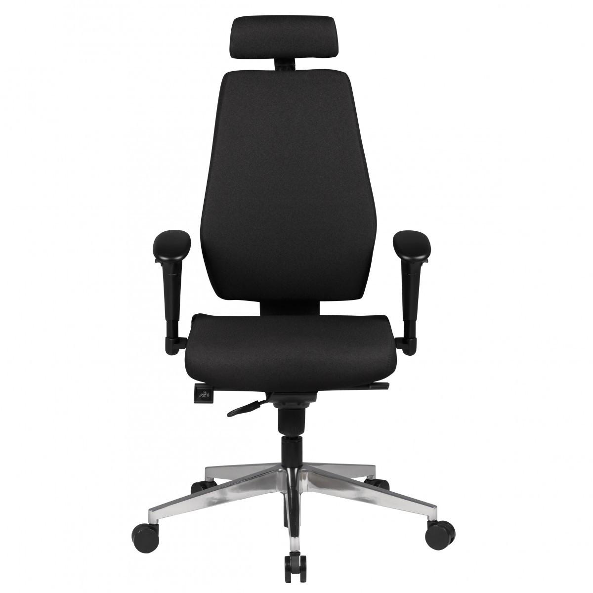 BÜROSTUHL Stoff mit verstellbarer Rückenlehne, Kopfstütze und Aluminiumfußkreuz KOMFORT PLUS - Silberfarben/Schwarz, Textil/Metall (70/141/60cm) - KADIMA DESIGN