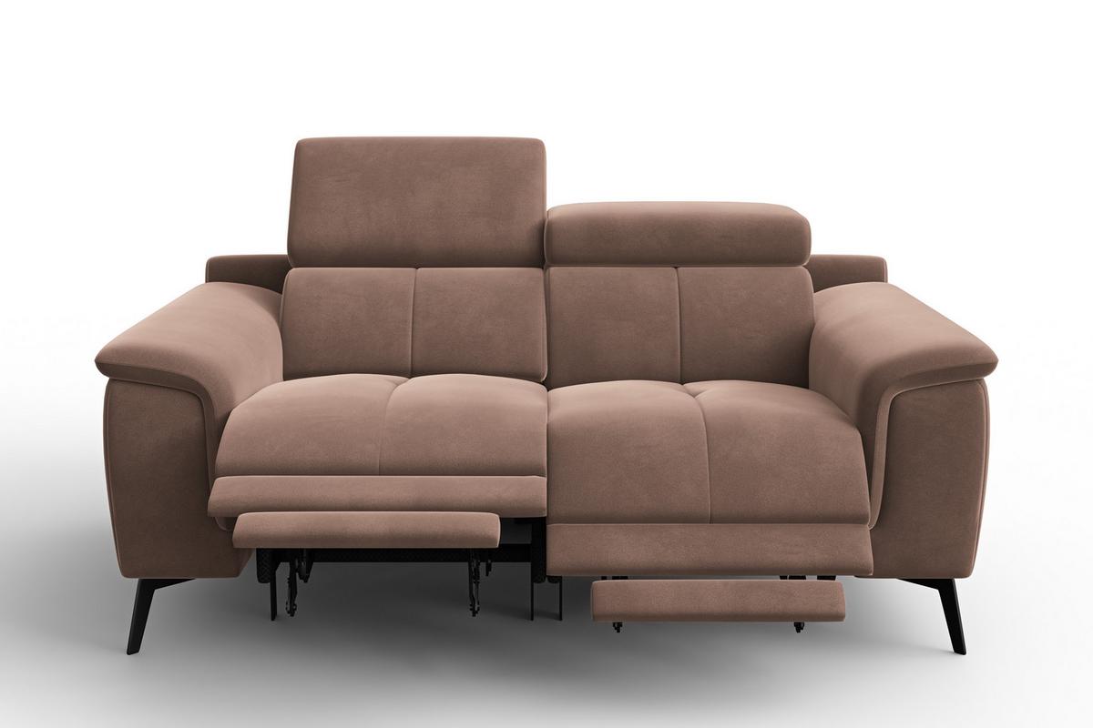 SOFA RELAX FIERO 2-Sitzer, Brauner Veloursstoff - Schwarz/Braun, Holz/Textil (170/82/103cm) - Courtois Laville