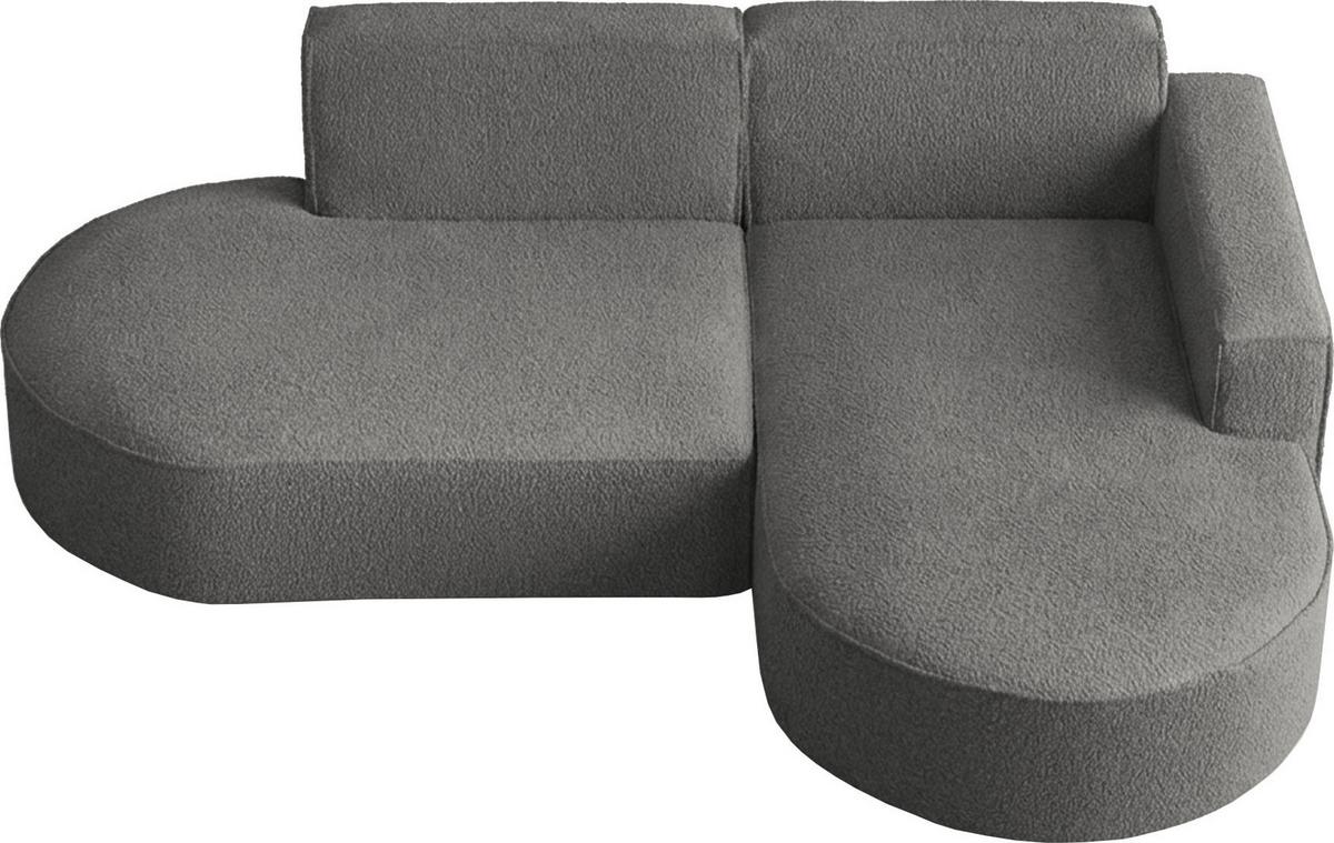 ECKSOFA Hana L-Form 3-Sitzer Ecke Rechts, Boucle, Grau 241/73/168 cm - Schwarz/Grau, Textil/Metall (168/241cm) - WFL GROUP