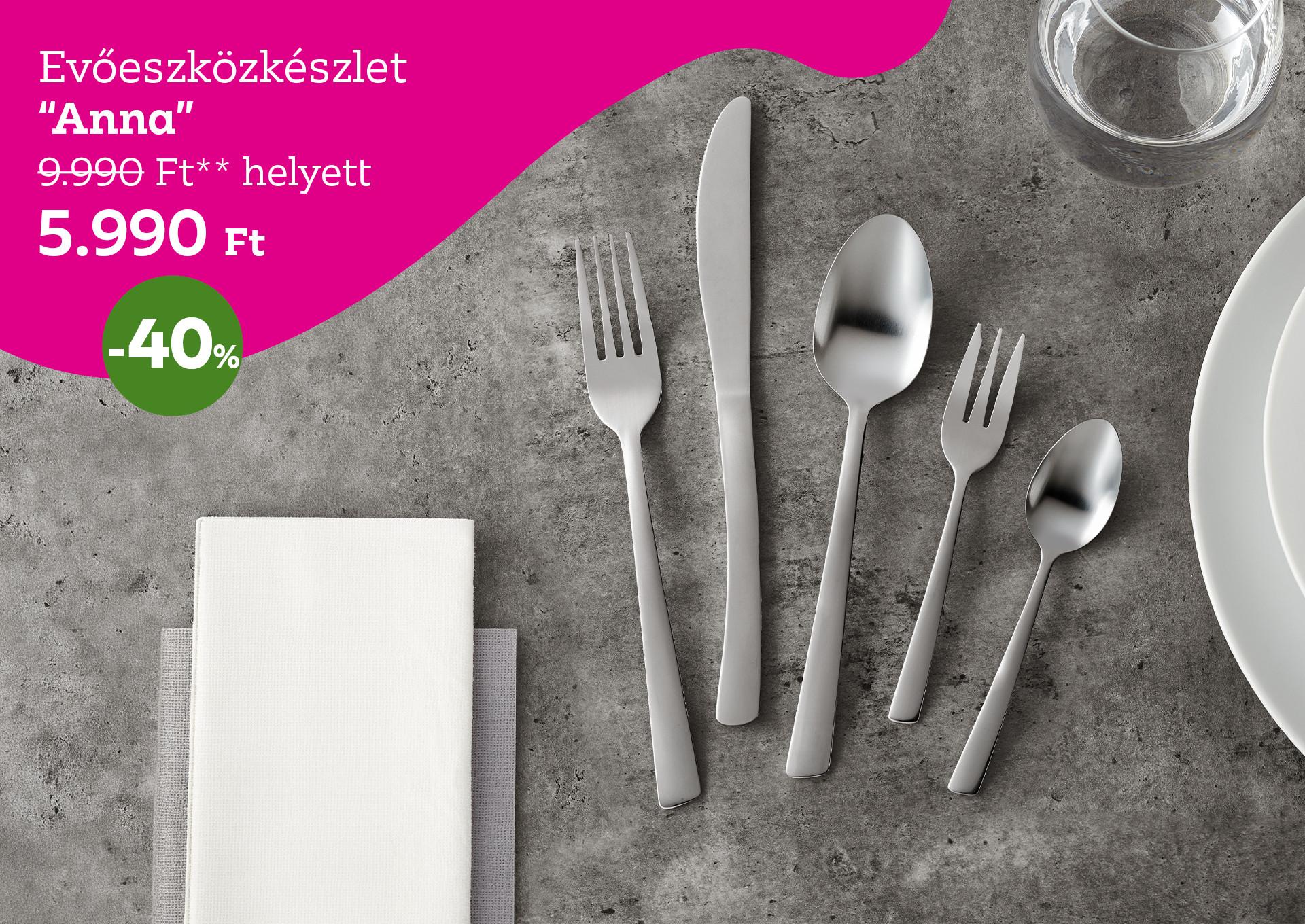 Evőeszközkészlet ANNA 9990 Forint helyett 5990 Forint, kedvezmény mértéke 40%
