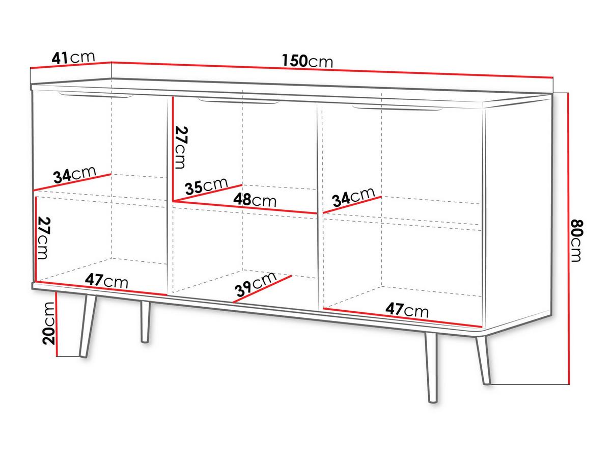 SIDEBOARD Pinelli K3D PE01 - Schwarz/Braun, Holzwerkstoff/Metall (150/80/41cm) - MIRJAN24
