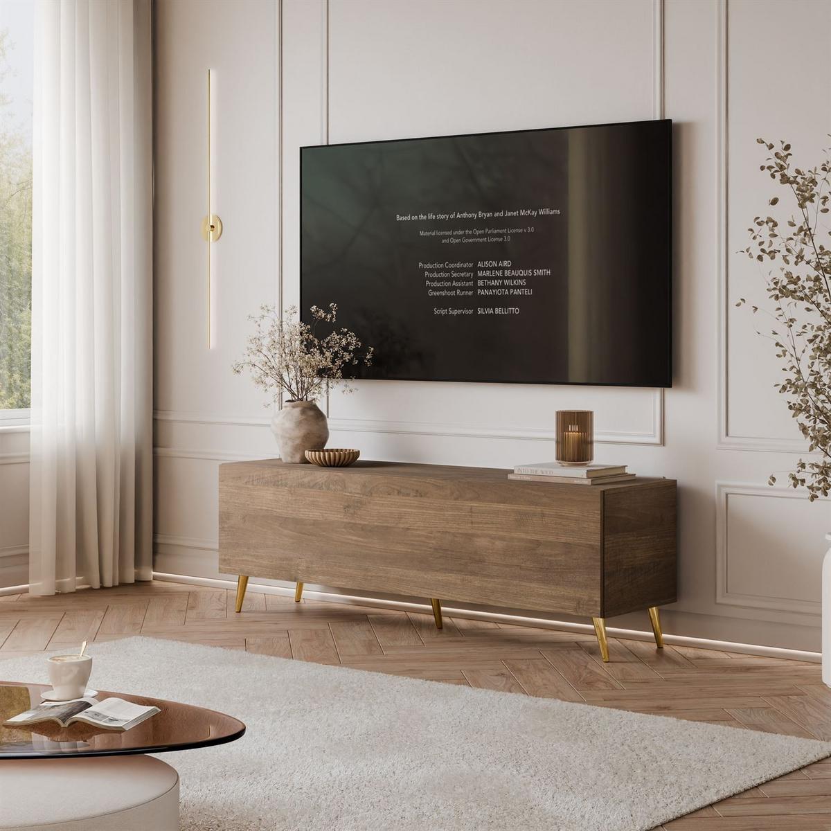 TV-UNIT COLGANTE NUSSBAUM 150 auf Füßen LED - Nussbaumfarben, Holzwerkstoff (150/49/40cm) - Lookway