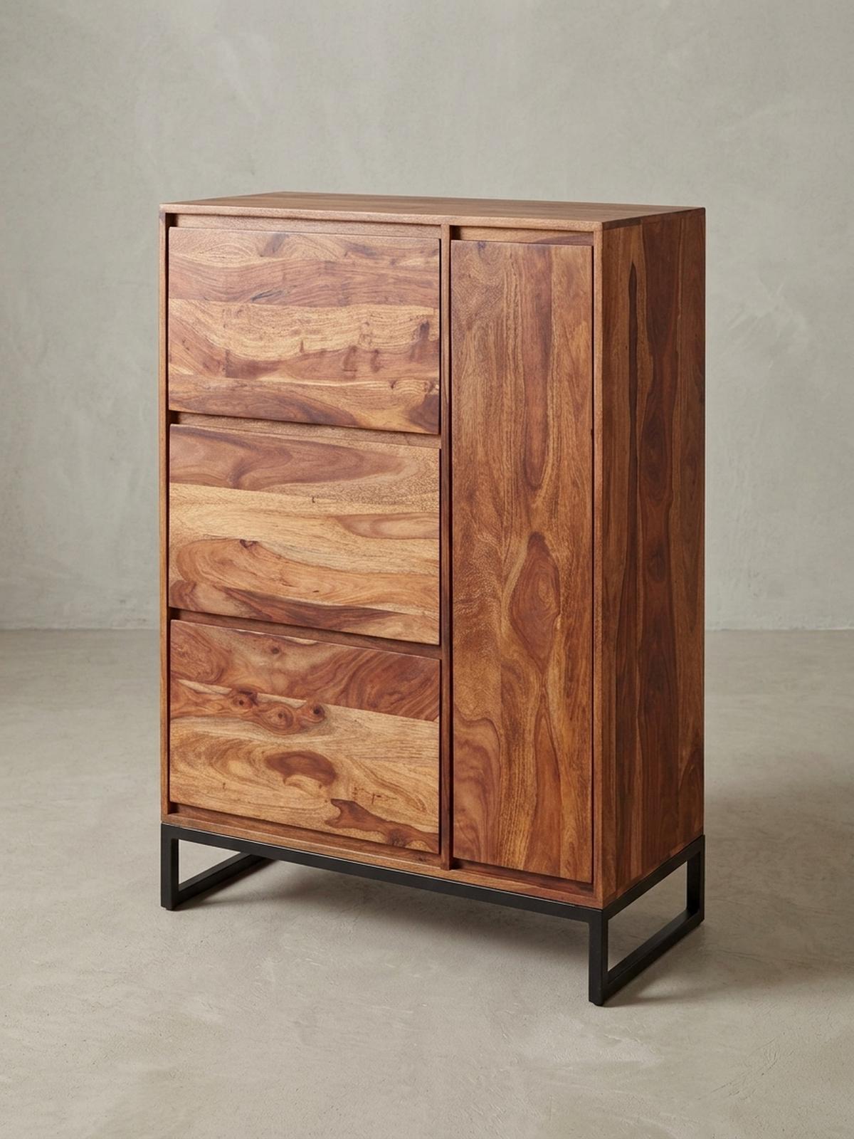 SCHUHSCHRANK – Massivholz, 88x40x120 cm, geschlossen, stilvolles Design - Schwarz/Braun, Holz/Metall (88/120/40cm) - KADIMA DESIGN