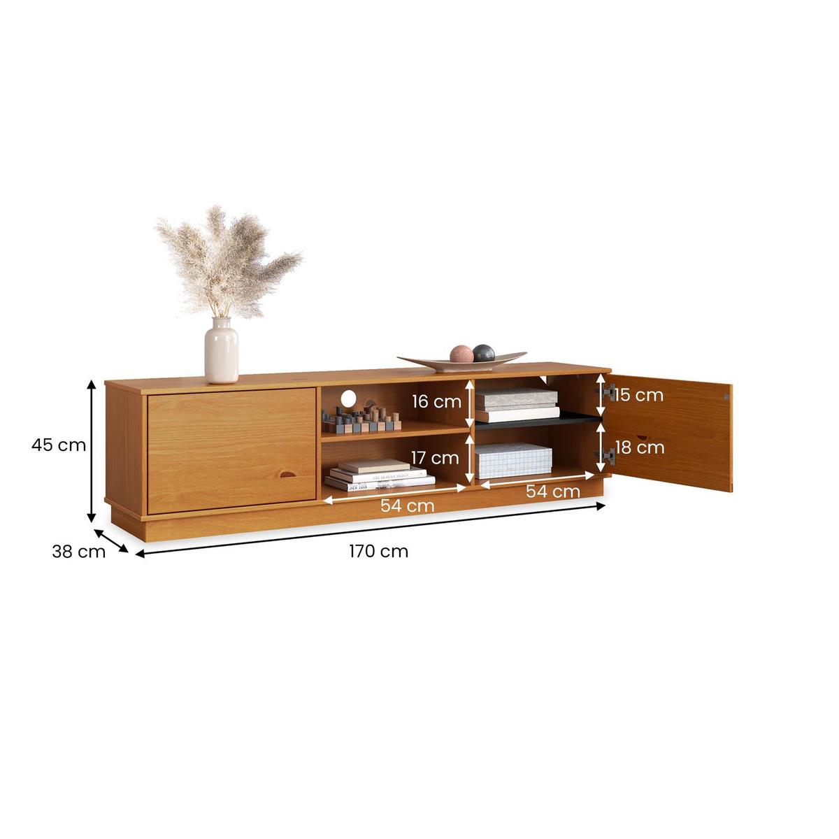 LOWBOARD MAITE Eiche - Eichefarben, Holz (170/45/38cm) - IDIMEX