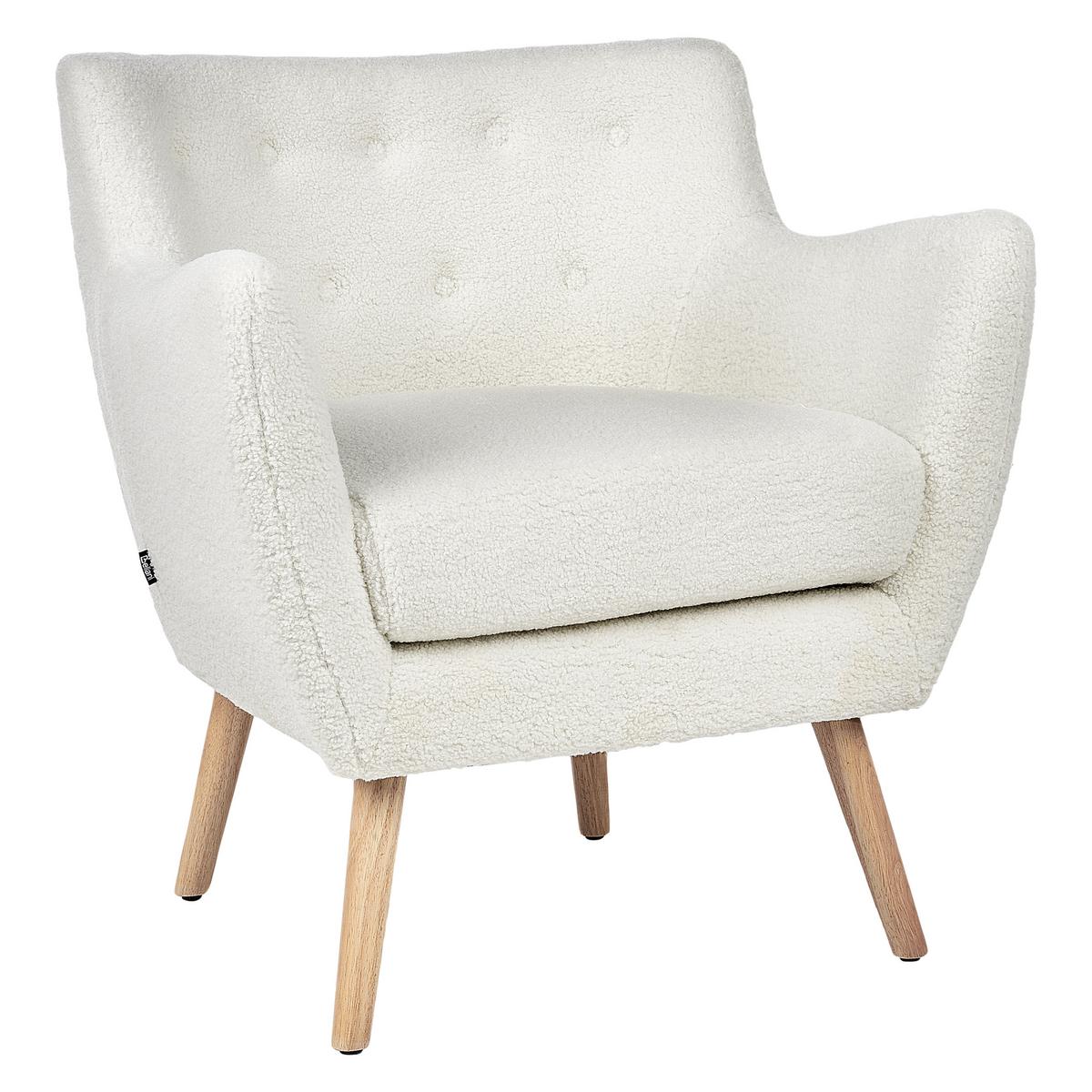 SESSEL Weiß Drammen - Weiß/Braun, Textil (71/84/54cm) - Beliani