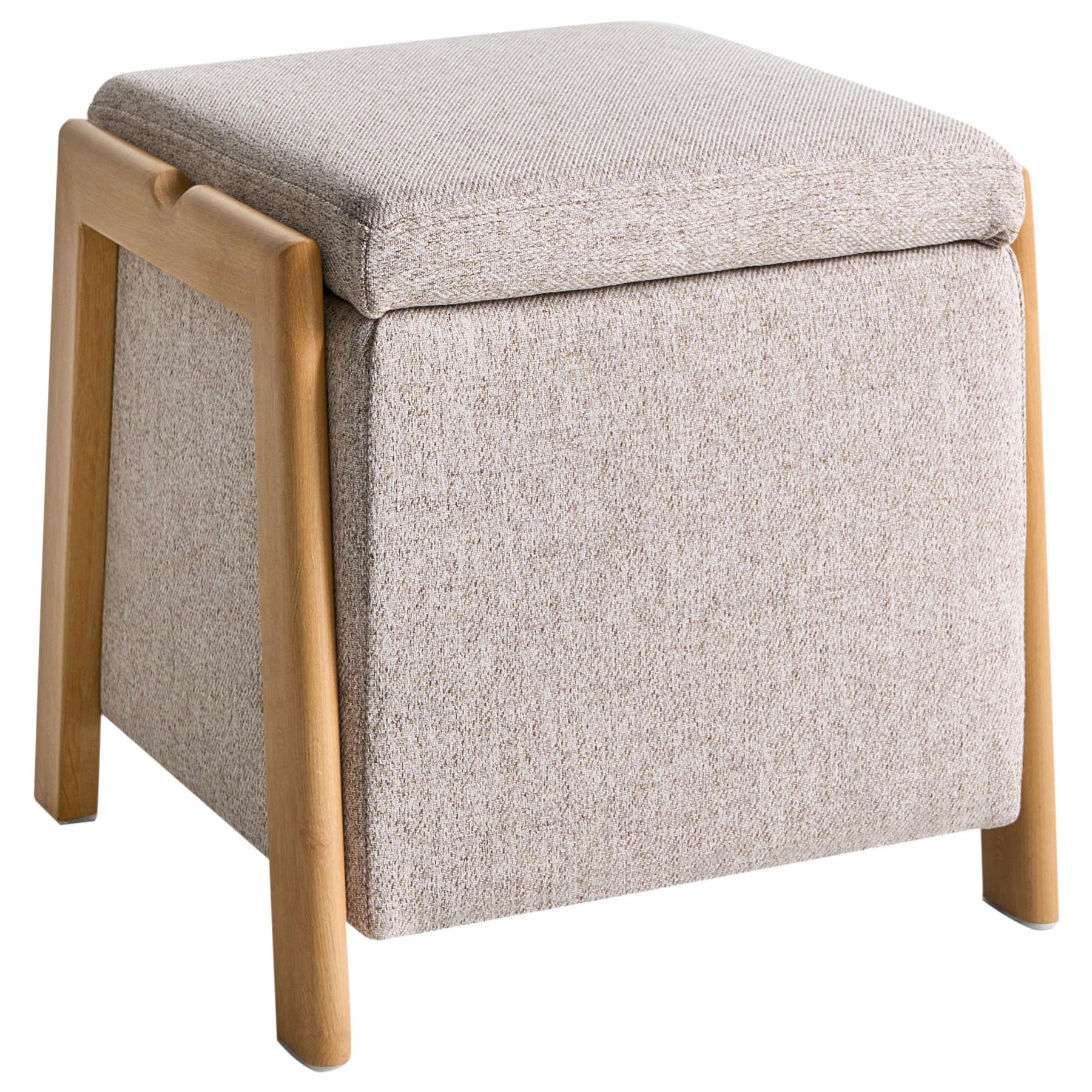 POUF mit Stauraum Stoff 45 cm Beige Edland - Hellbraun, Textil (45/44/43cm) - Beliani