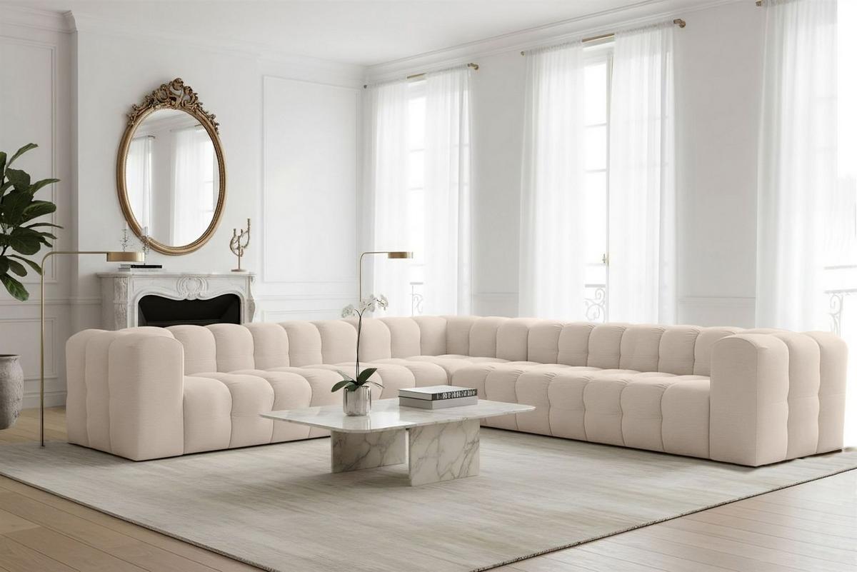 ECKSOFA Solvie Xl In Tiffani - Beige, Holzwerkstoff/Textil (330/330cm) - Fun Möbel