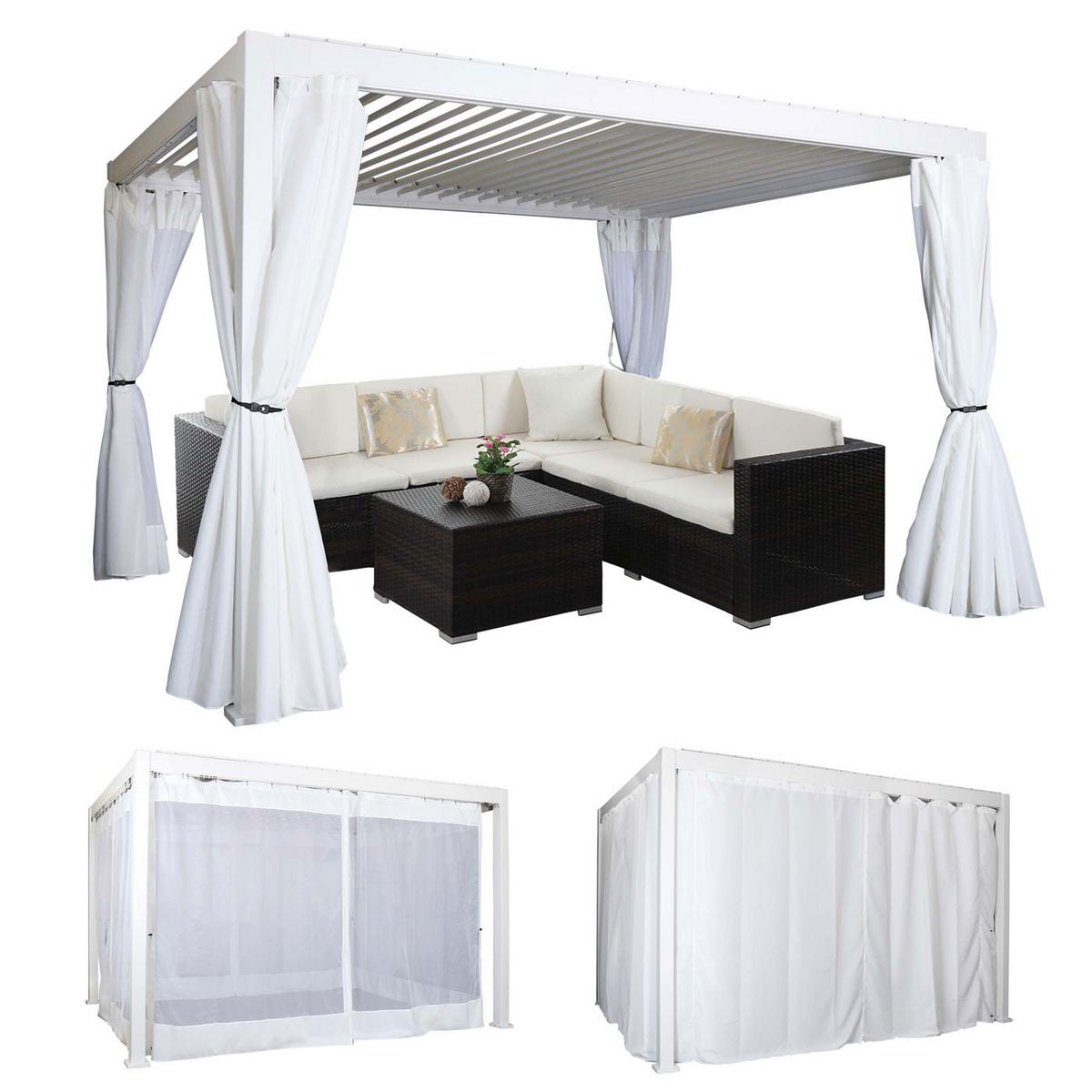 SEITENWAND FÜR PERGOLA Weiß - Weiß, Textil (340/234/1cm) - MCW