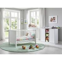 BABYZIMMER-SET 2-teilig: Babybett & Wickelkommode mit Soft-Close-Funktion, Landhausstil Weiß / 22800 - Silberfarben/Weiß, Holzwerkstoff/Metall (76/83/146cm) - luma-home