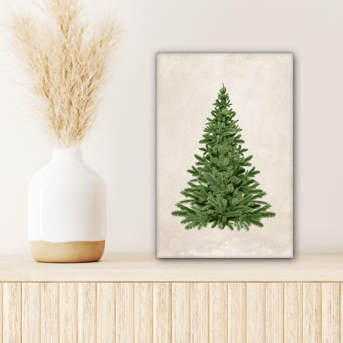 LEINWANDBILD Weihnachtsbaum - Grün - Weihnachten - Feiertage Deko Wohnzimmer 20x30 cm - Olivgrün, Textil (20/30cm) - MuchoWow