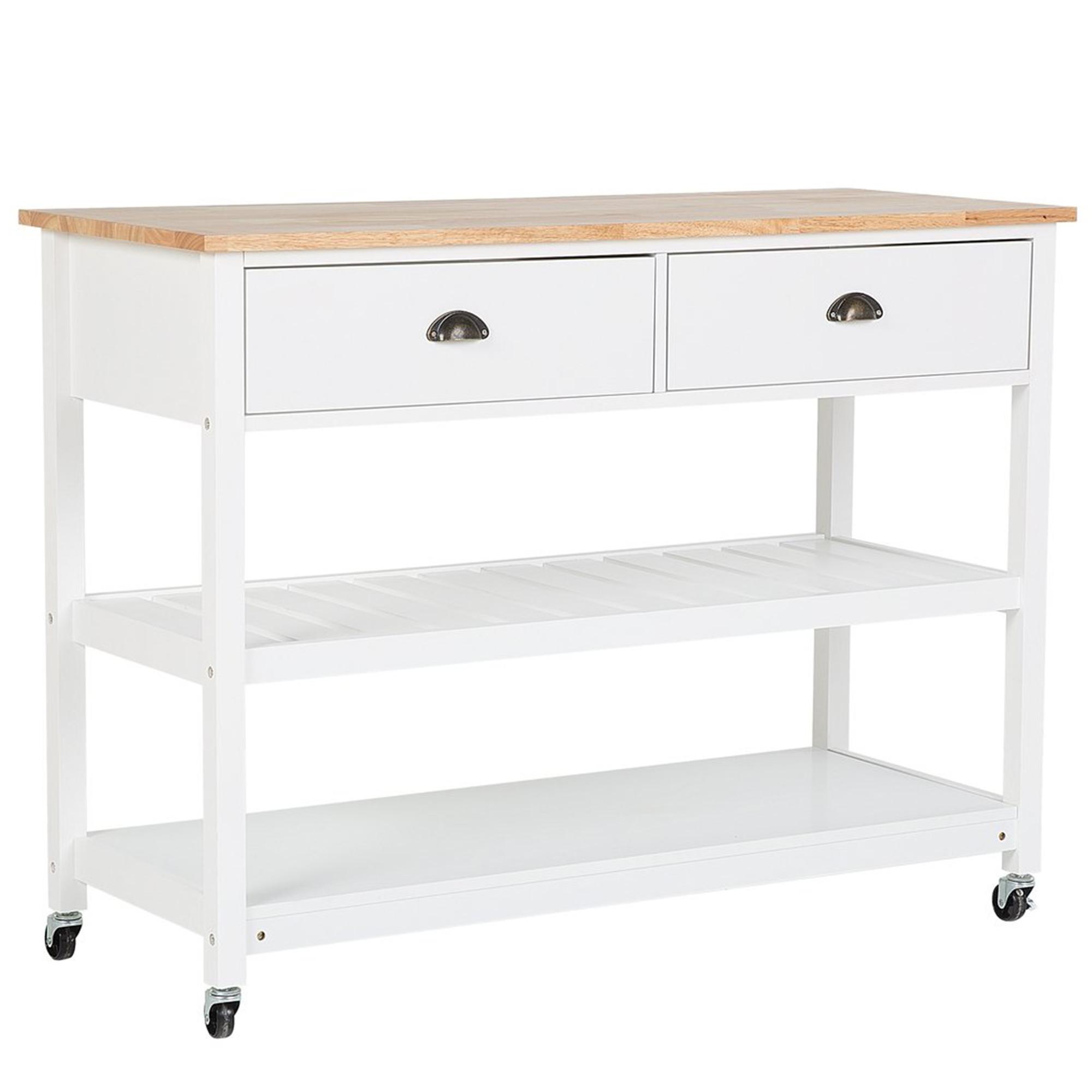 SERVIERWAGEN Weiß Navarino - Hellbraun/Weiß, Holz (120/91/48cm) - Beliani
