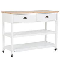 SERVIERWAGEN Weiß Navarino - Hellbraun/Weiß, Holz (120/91/48cm) - Beliani