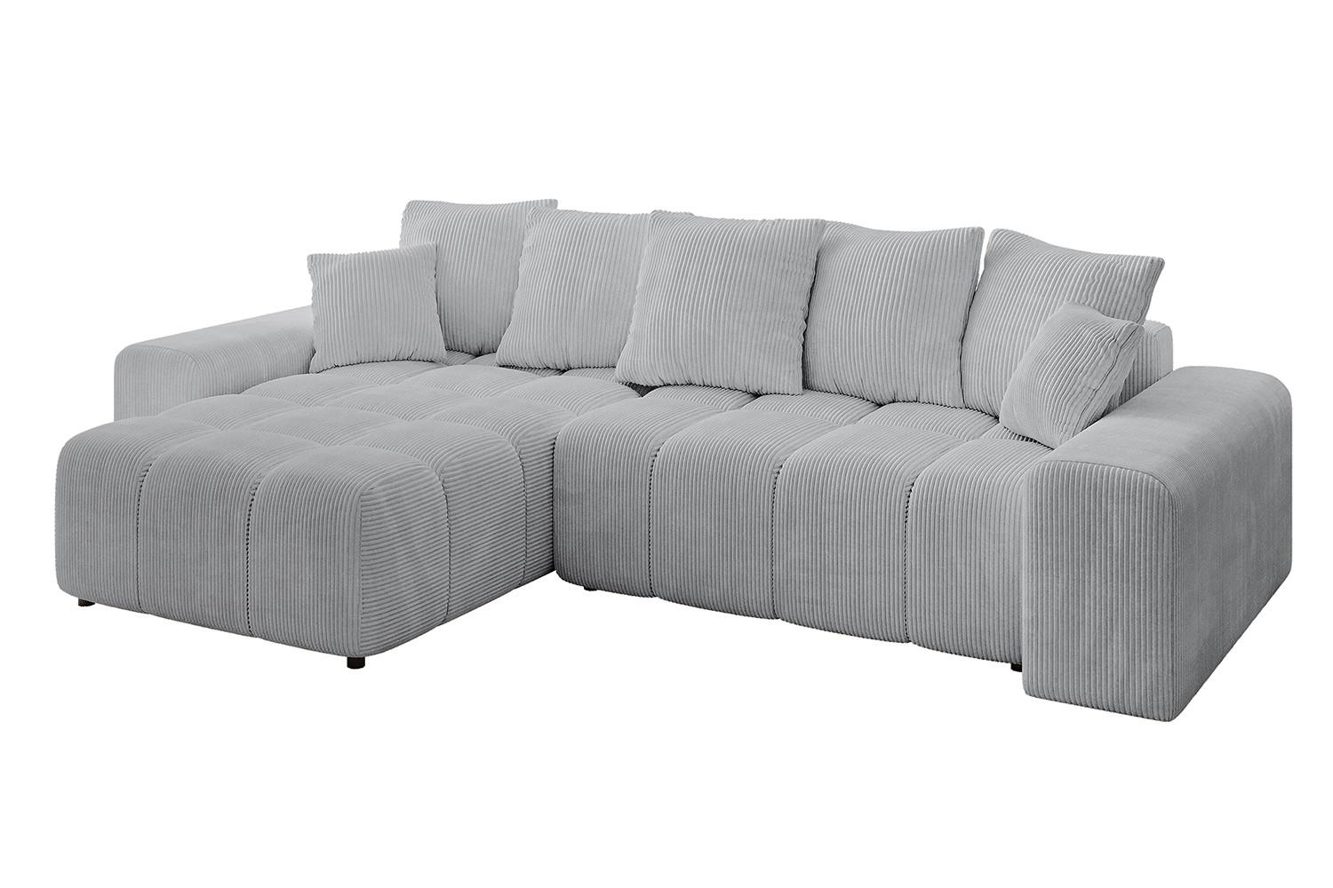ECKSOFA Ottomane links ENIL-L 297x189x68 Grau Cord - Grau, Holzwerkstoff/Kunststoff (297/189cm) - ALTDECOR