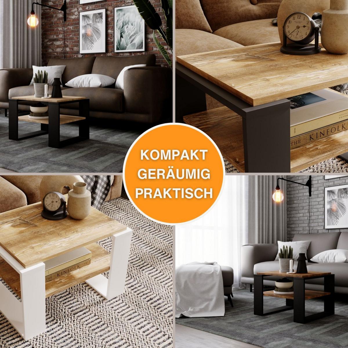 COUCHTISCH Holzwerkstoff rechteckig stabil Sonoma Eiche 44/54/63cm - Schwarz/Sonoma Eiche, Holzwerkstoff (54/63/44cm) - CraftPAK
