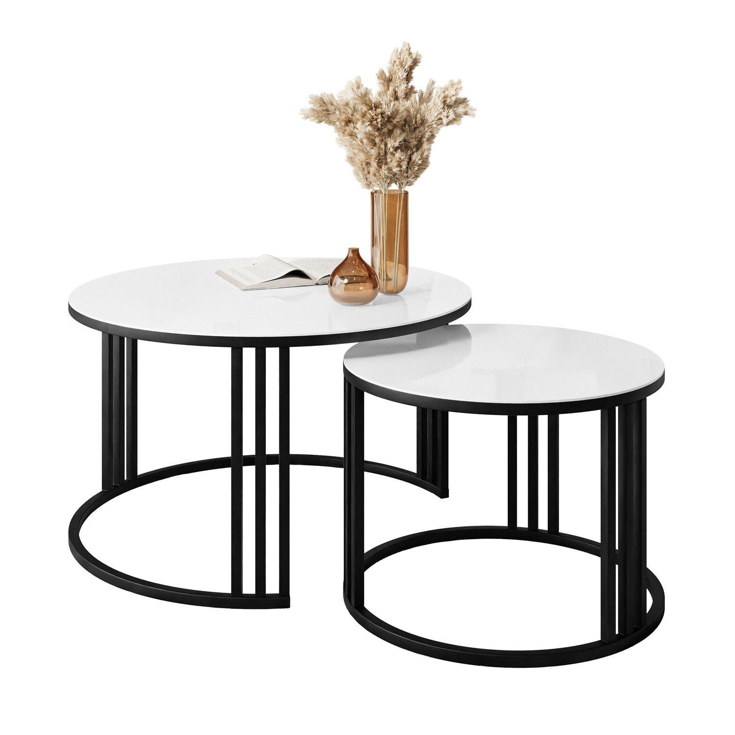 COUCHTISCH 2 in 1 LORI GLASS - Schwarz/Weiß, Glas (70/70/47cm) - Lookway