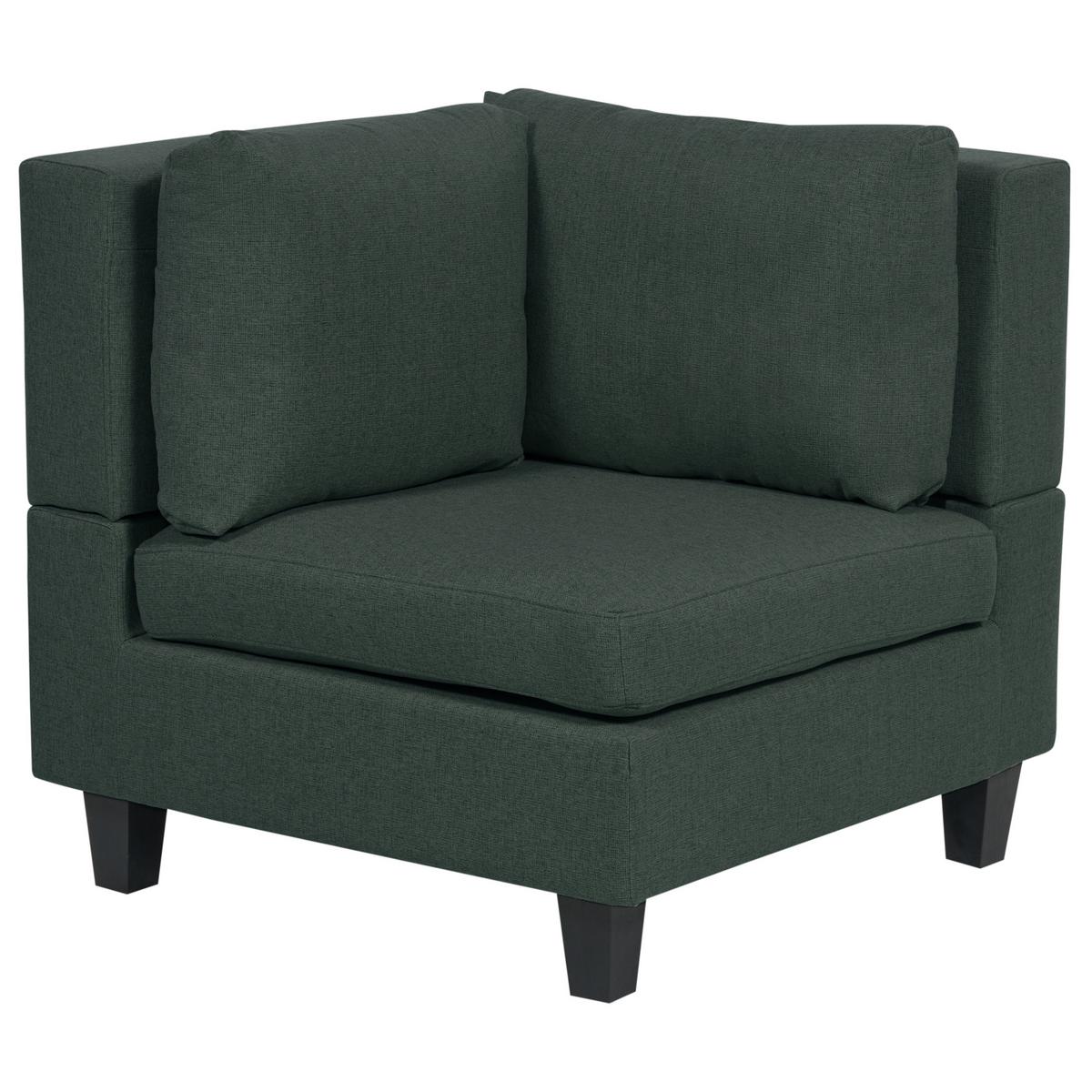 ECKFSOFA Modul 5-Sitzer rechtsseitig Dunkelgrün Stoff Unstad - Schwarz/Grün, Textil (228/228cm) - Beliani