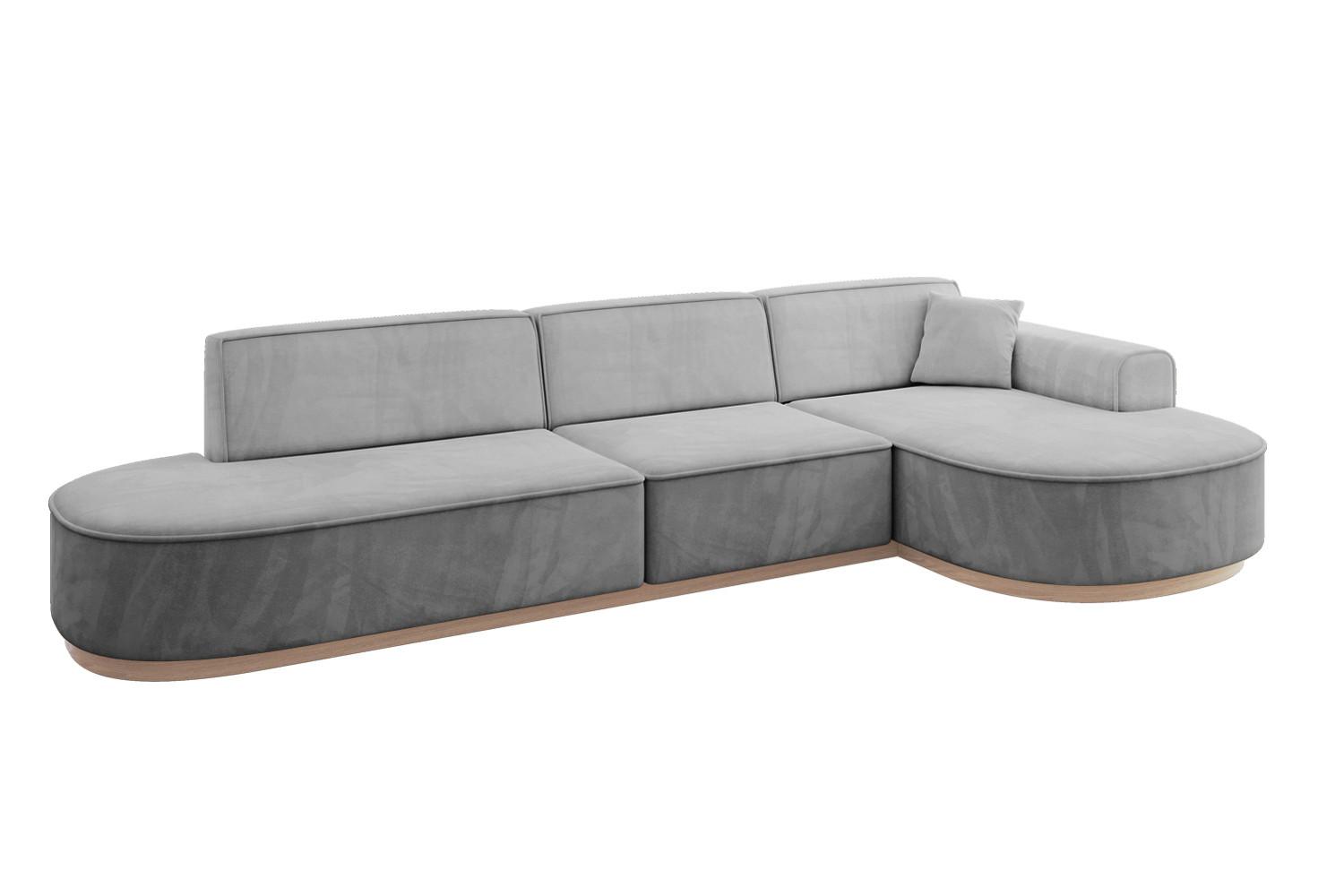 ECKSOFA Ottomane Rechts MARI-L2-v1 - 328x171x83 cm Grau Velours - Grau, Holzwerkstoff/Textil (171/328cm) - ALTDECOR